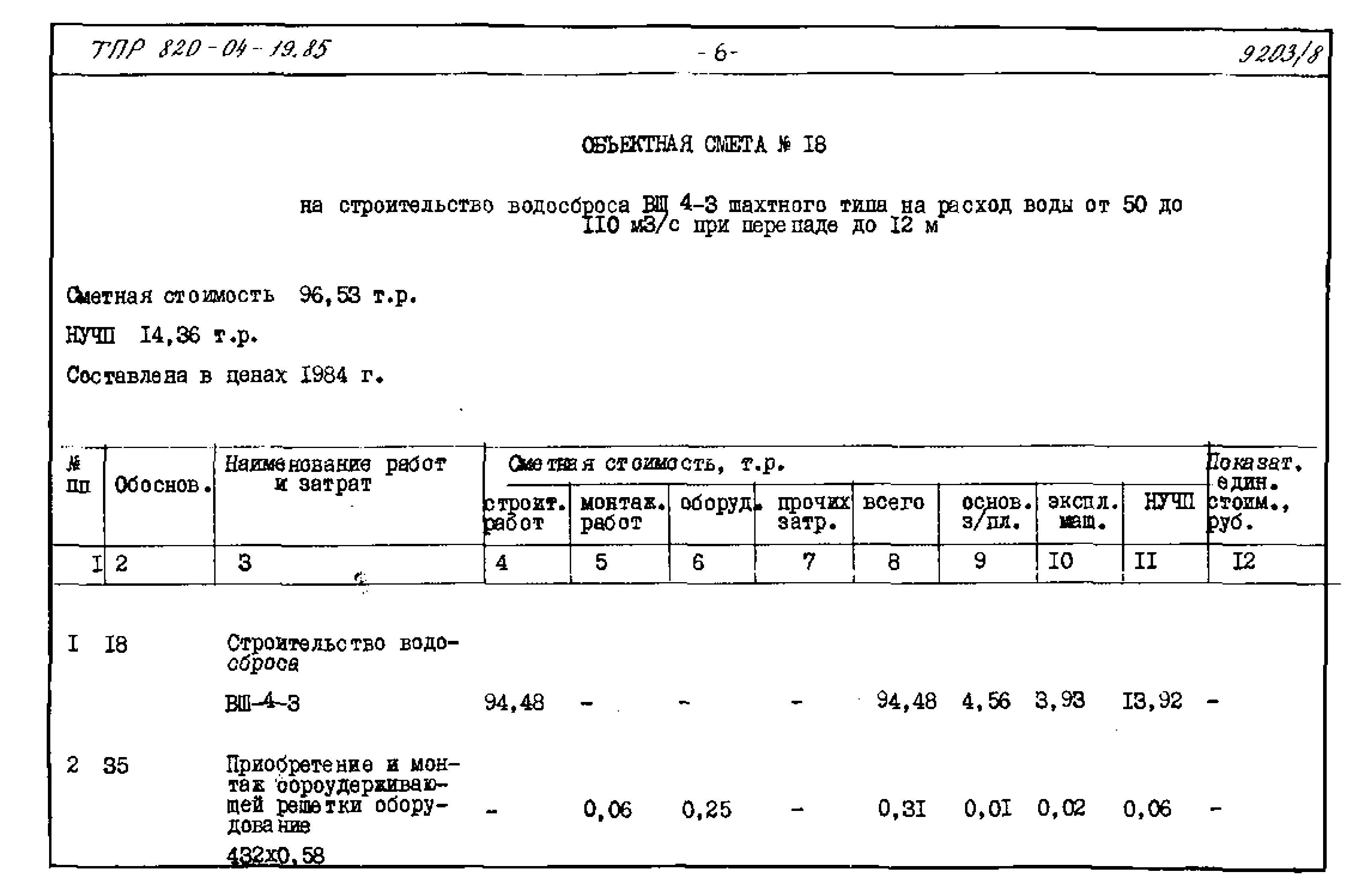 Типовые проектные решения 820-04-19.85