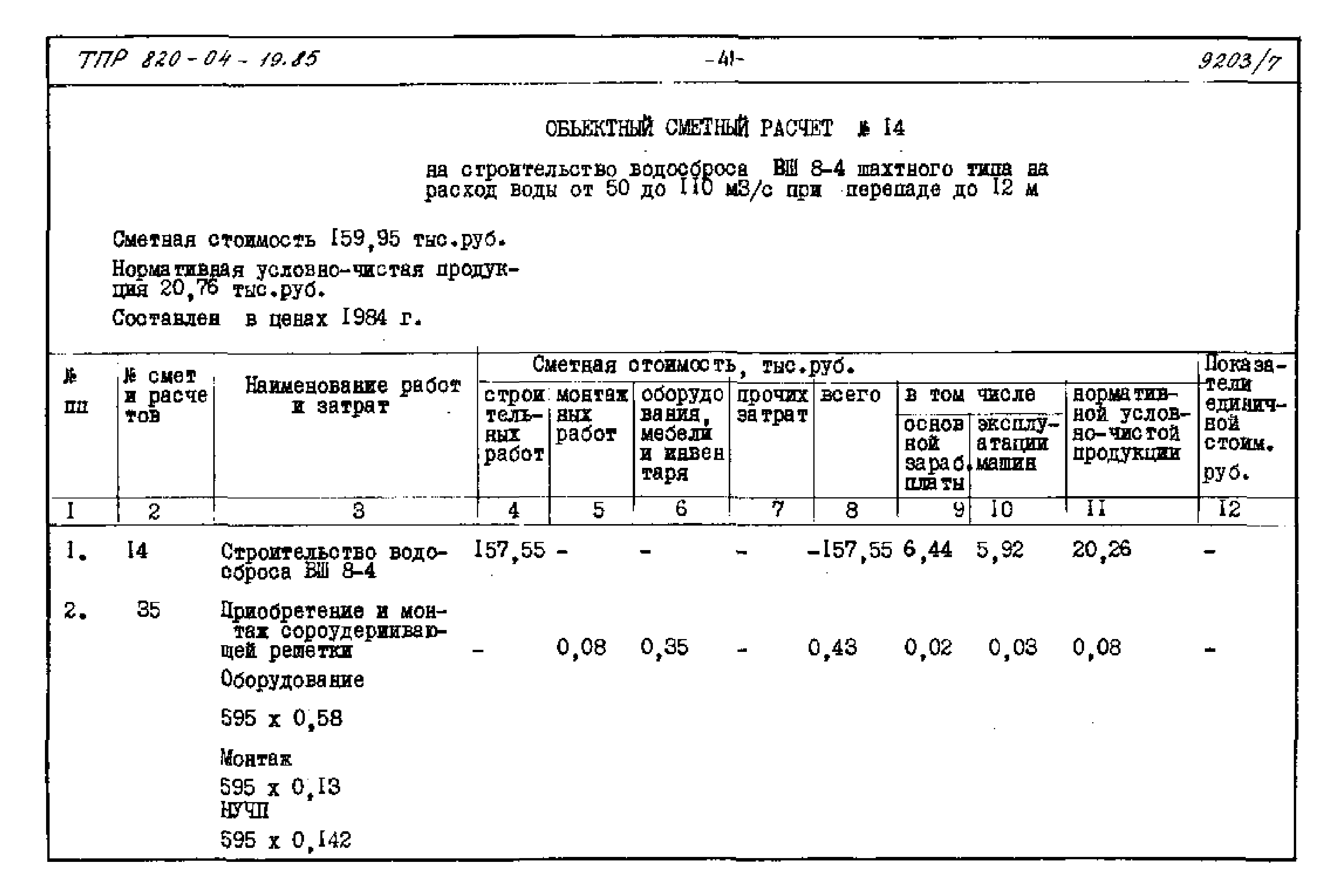 Типовые проектные решения 820-04-19.85