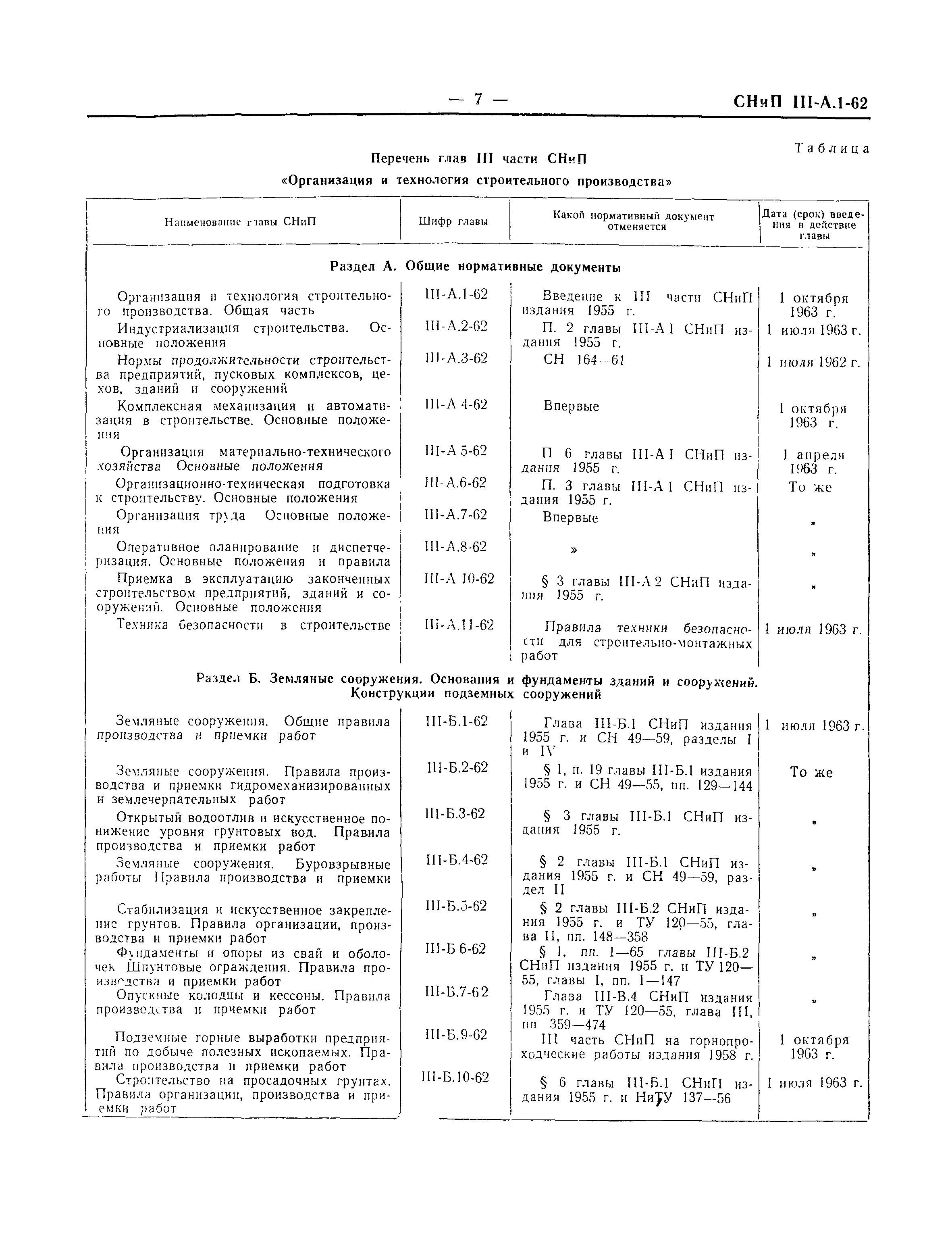 СНиП III-А.1-62