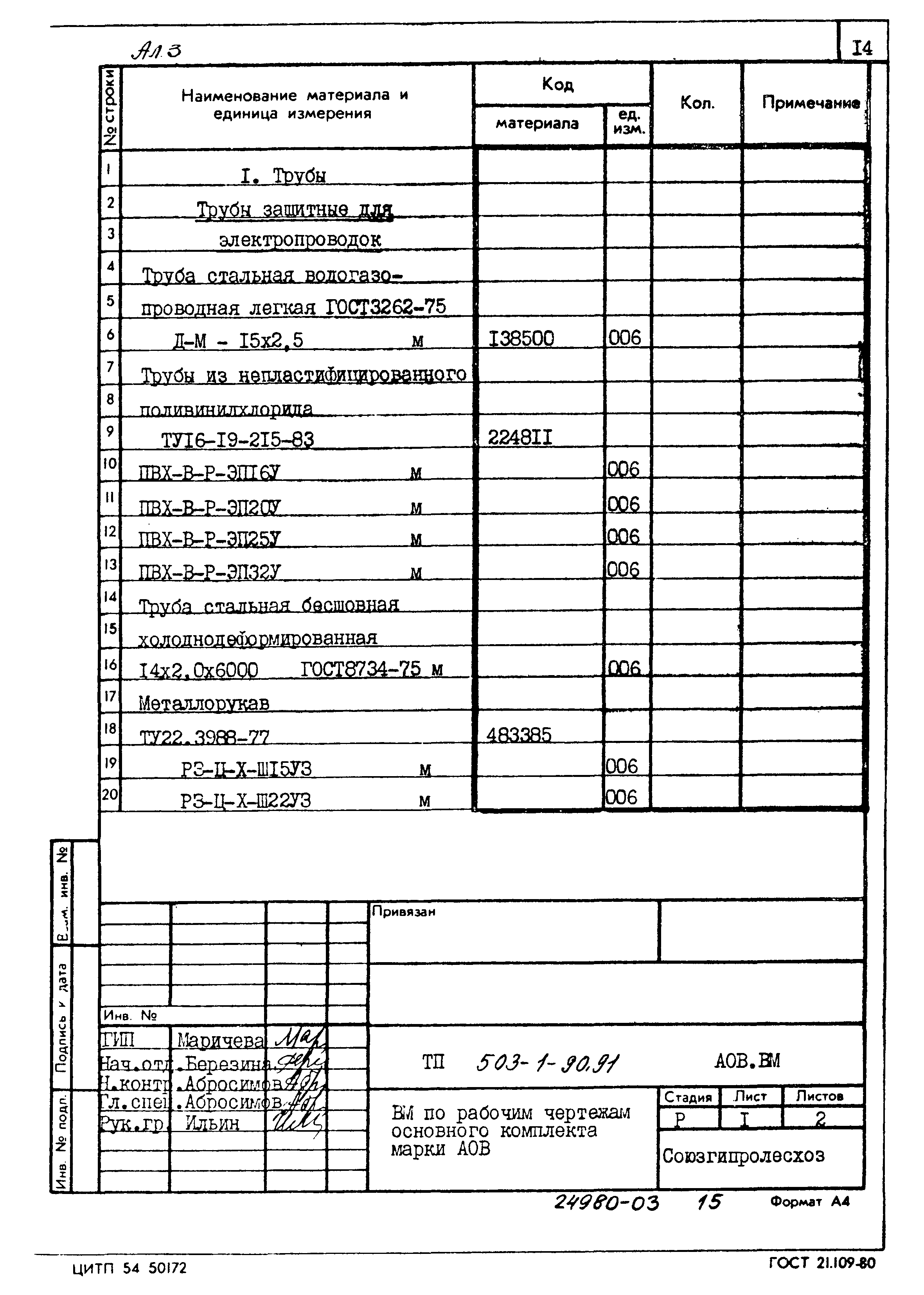 Типовой проект 503-1-90.91