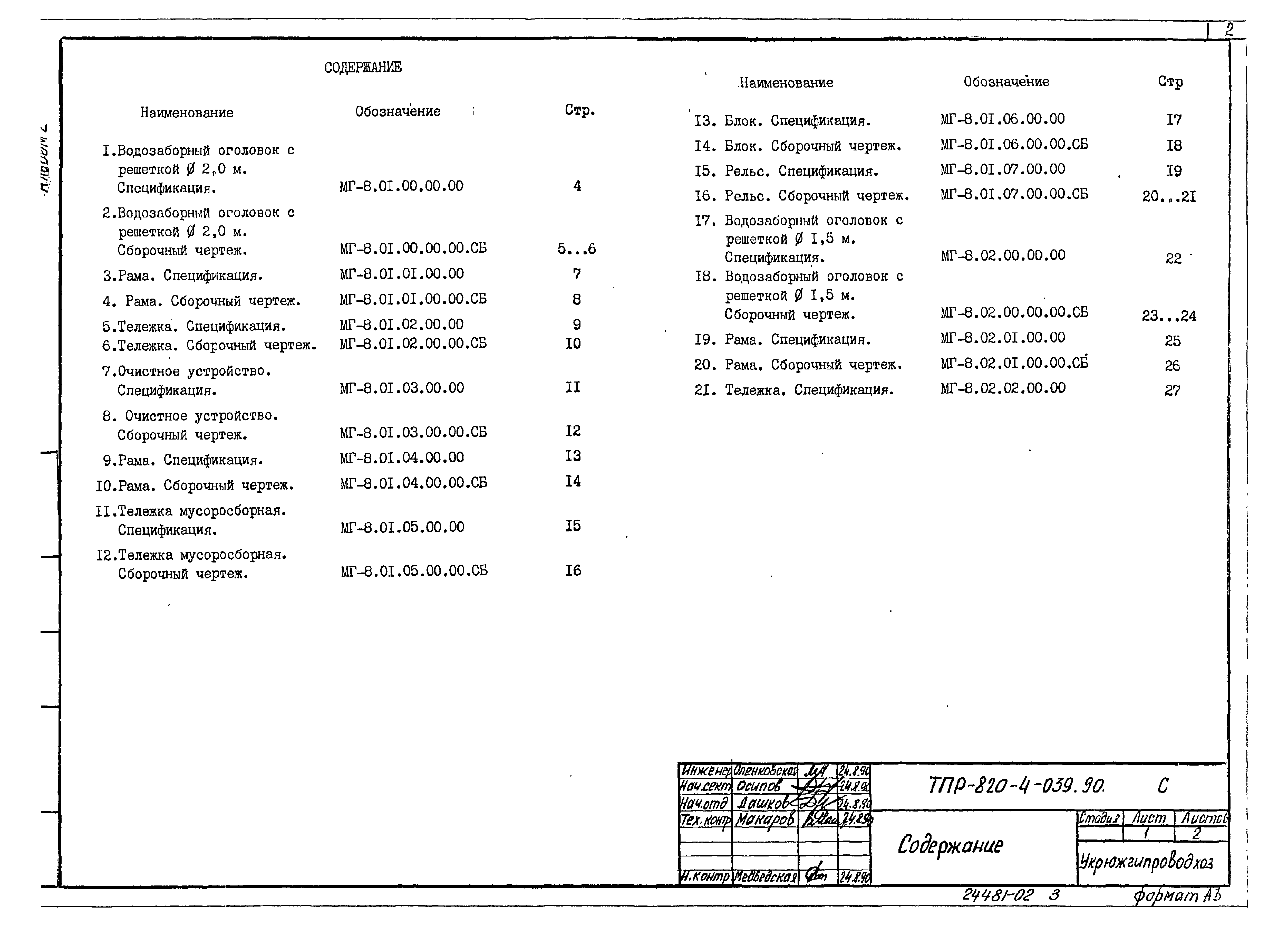 Типовые проектные решения 820-4-039.90