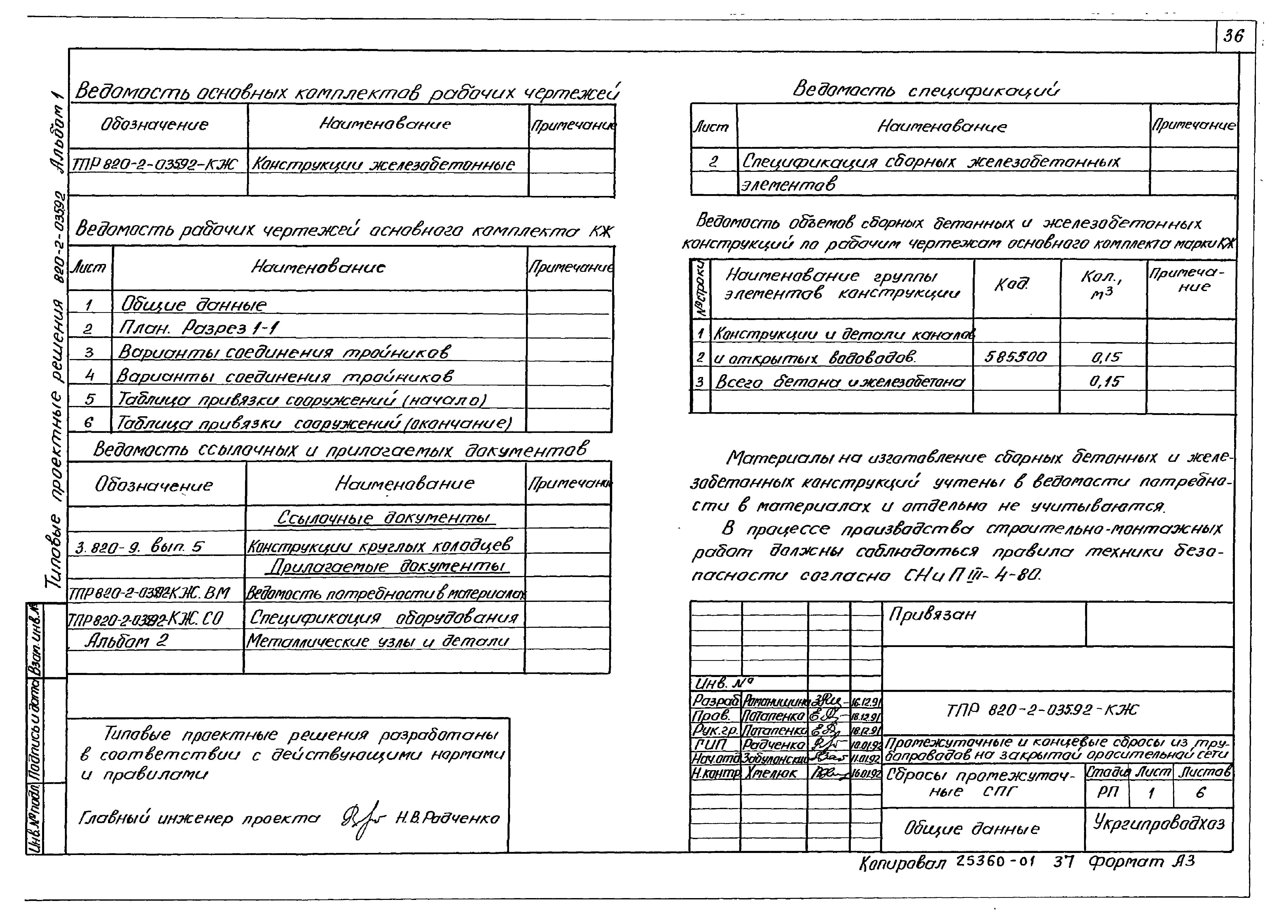 Типовые проектные решения 820-2-035.92