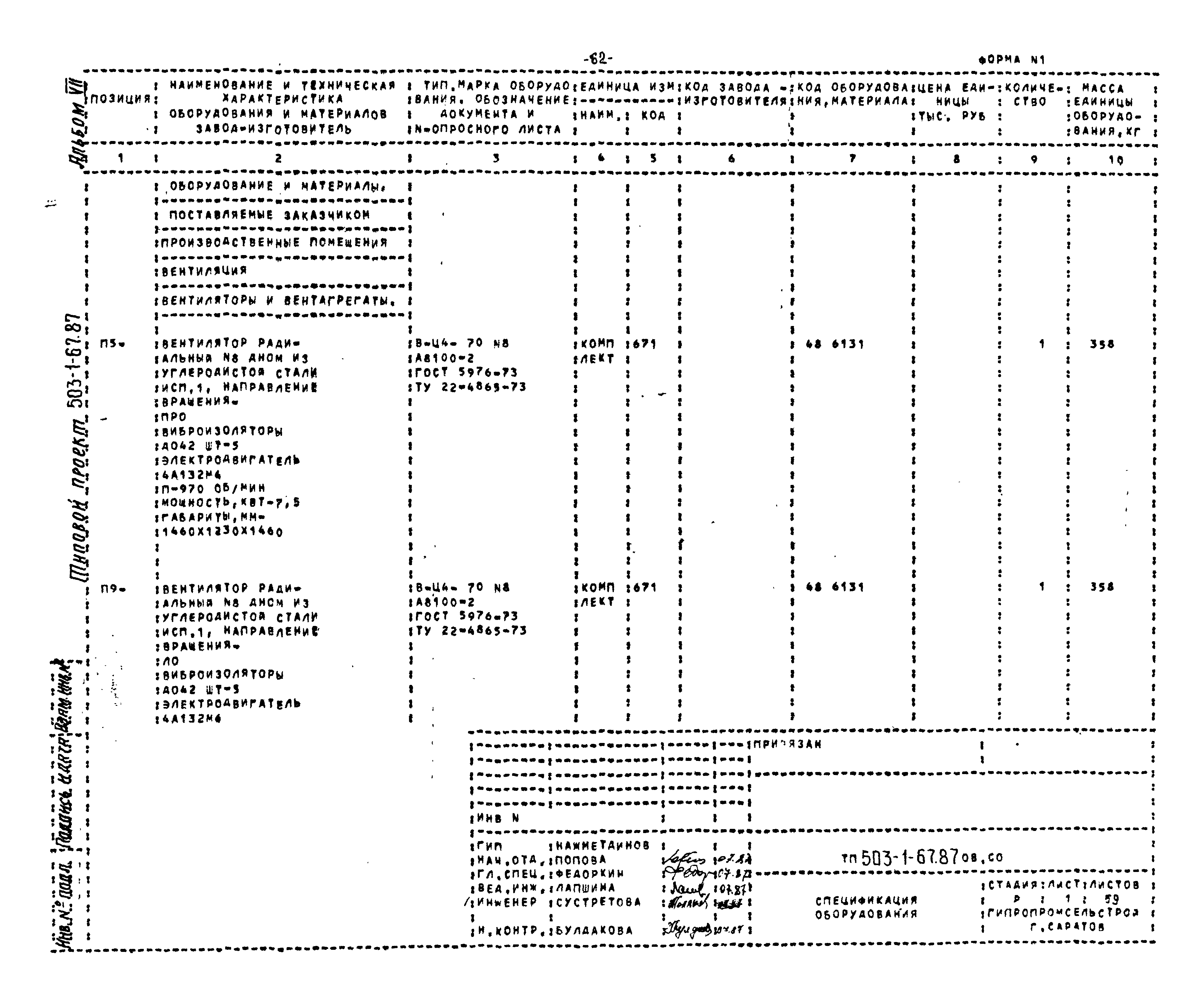 Типовой проект 503-1-67.87