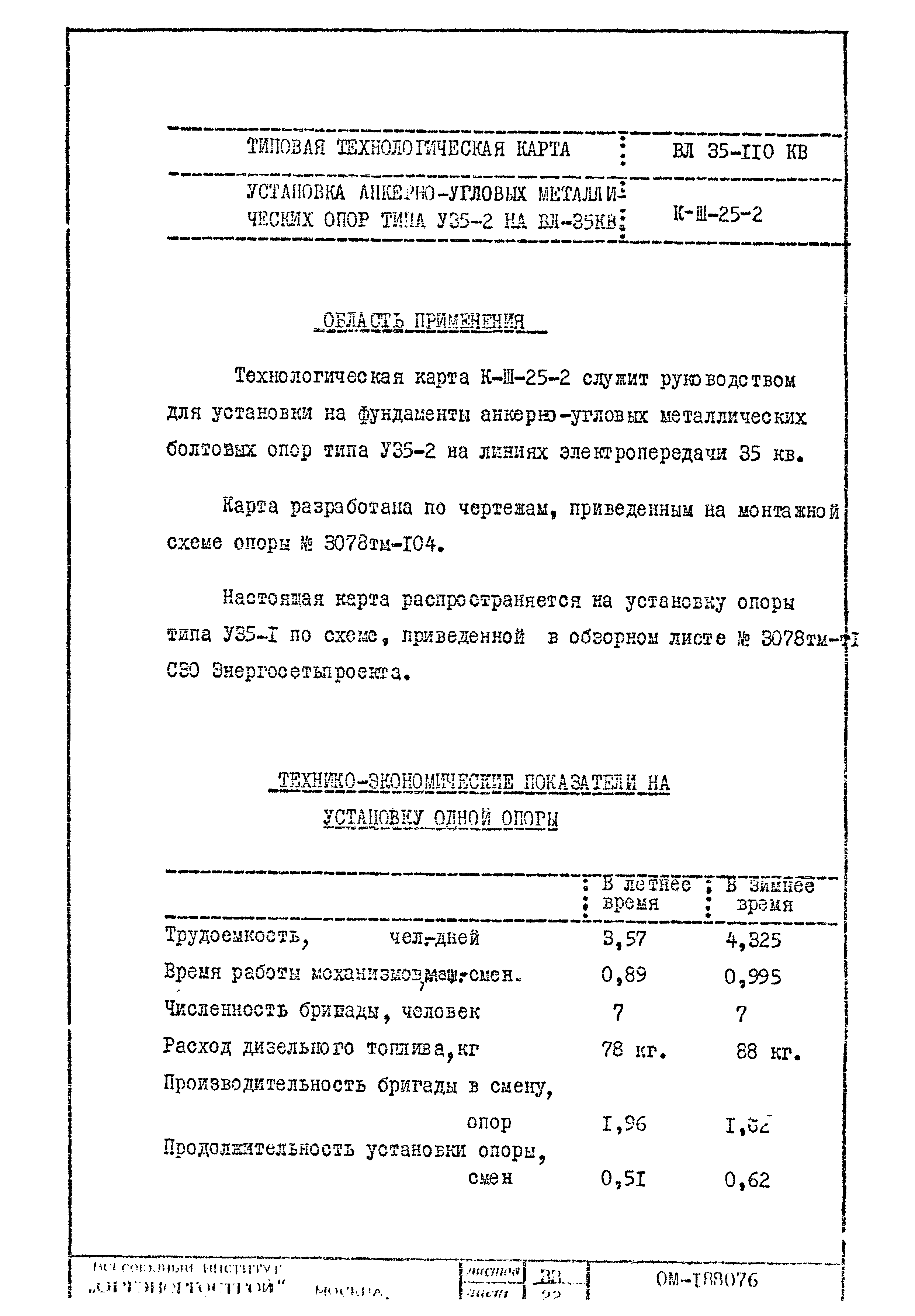 Технологическая карта К-III-25-2