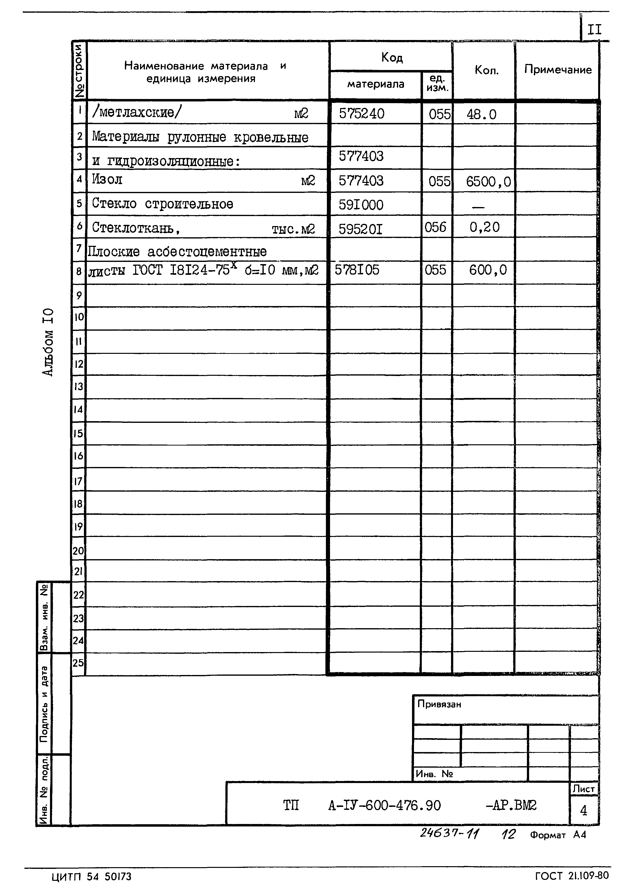 Типовой проект А-IV-600-476.90