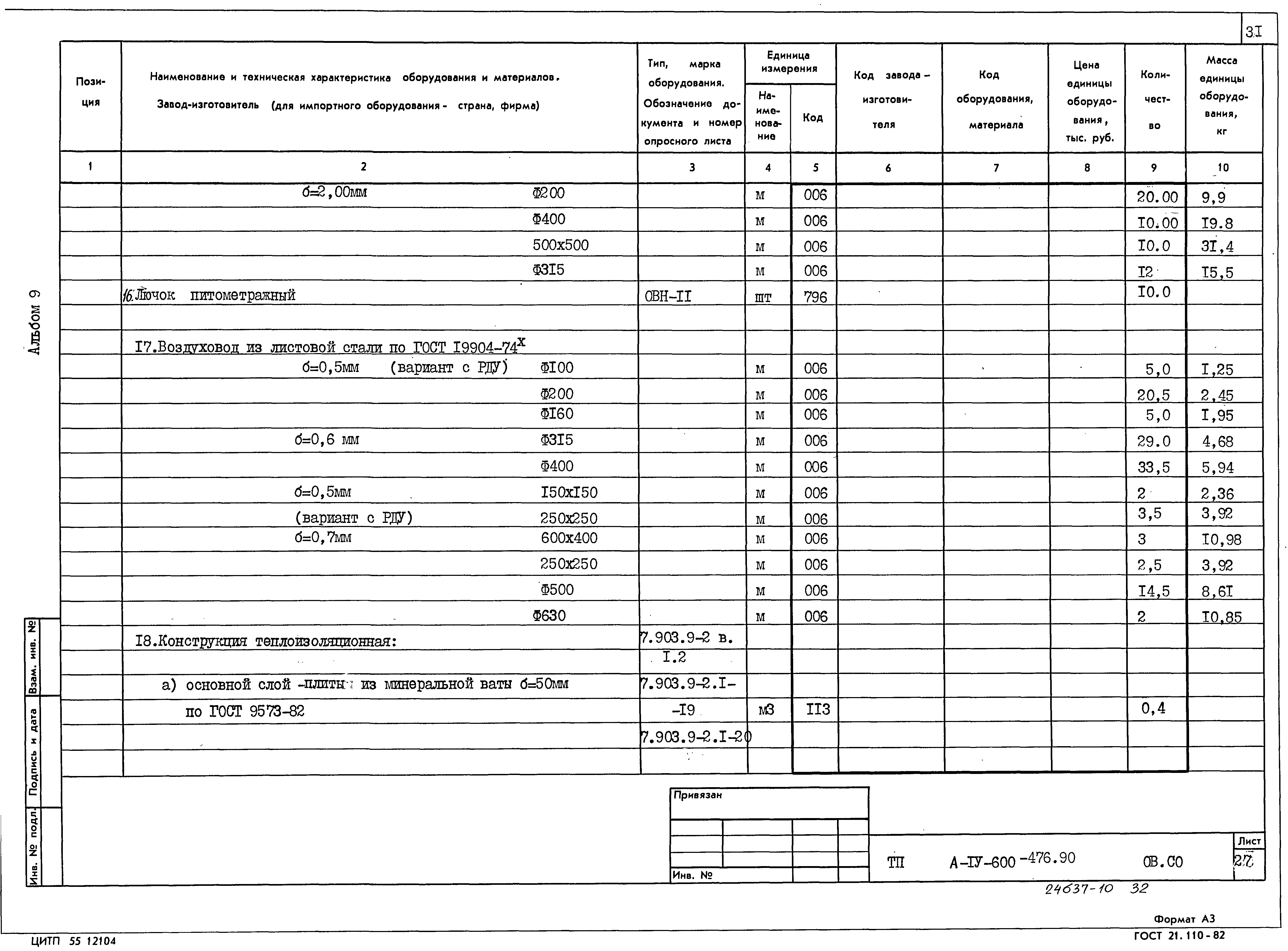 Типовой проект А-IV-600-476.90