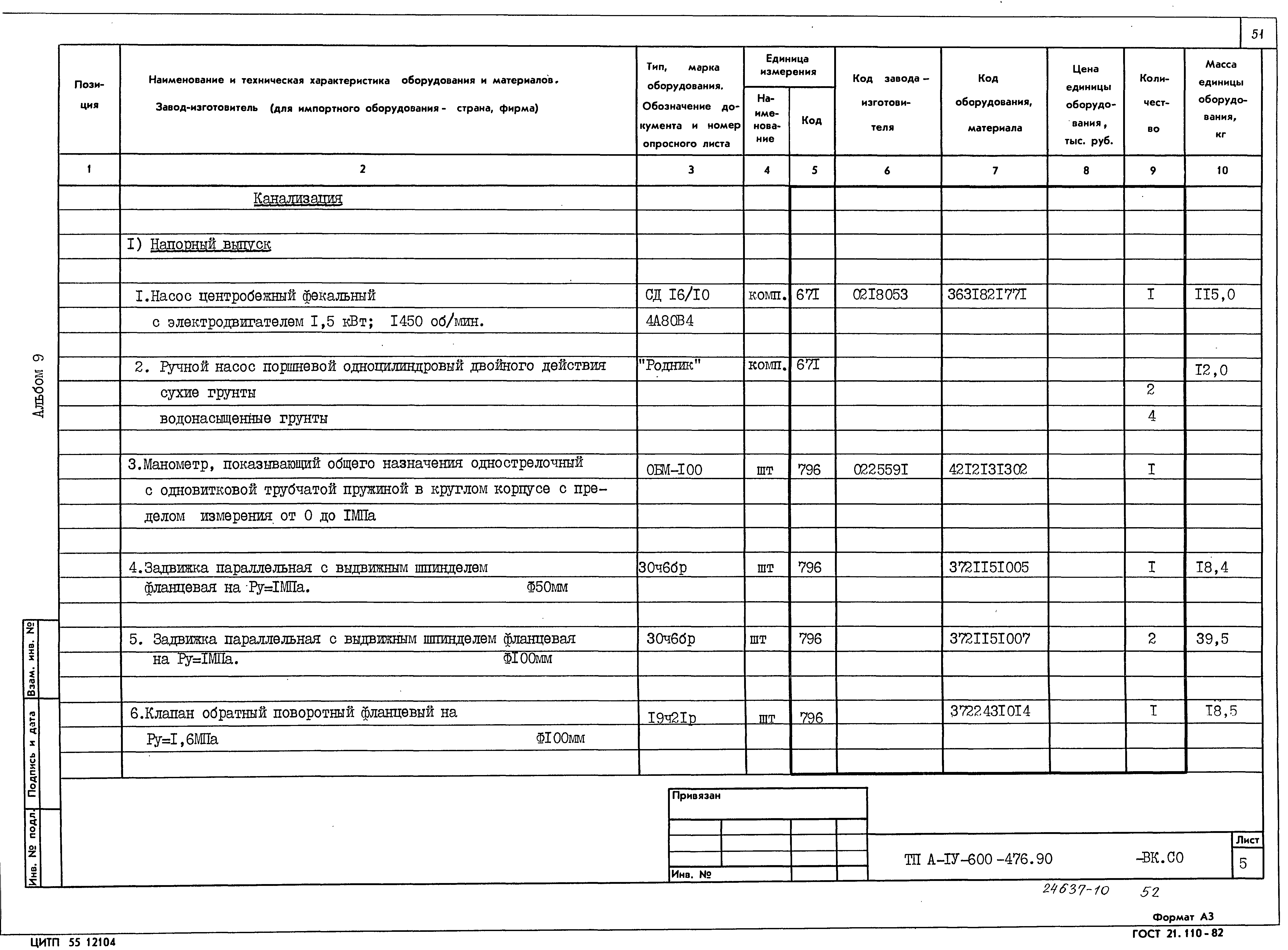 Типовой проект А-IV-600-476.90