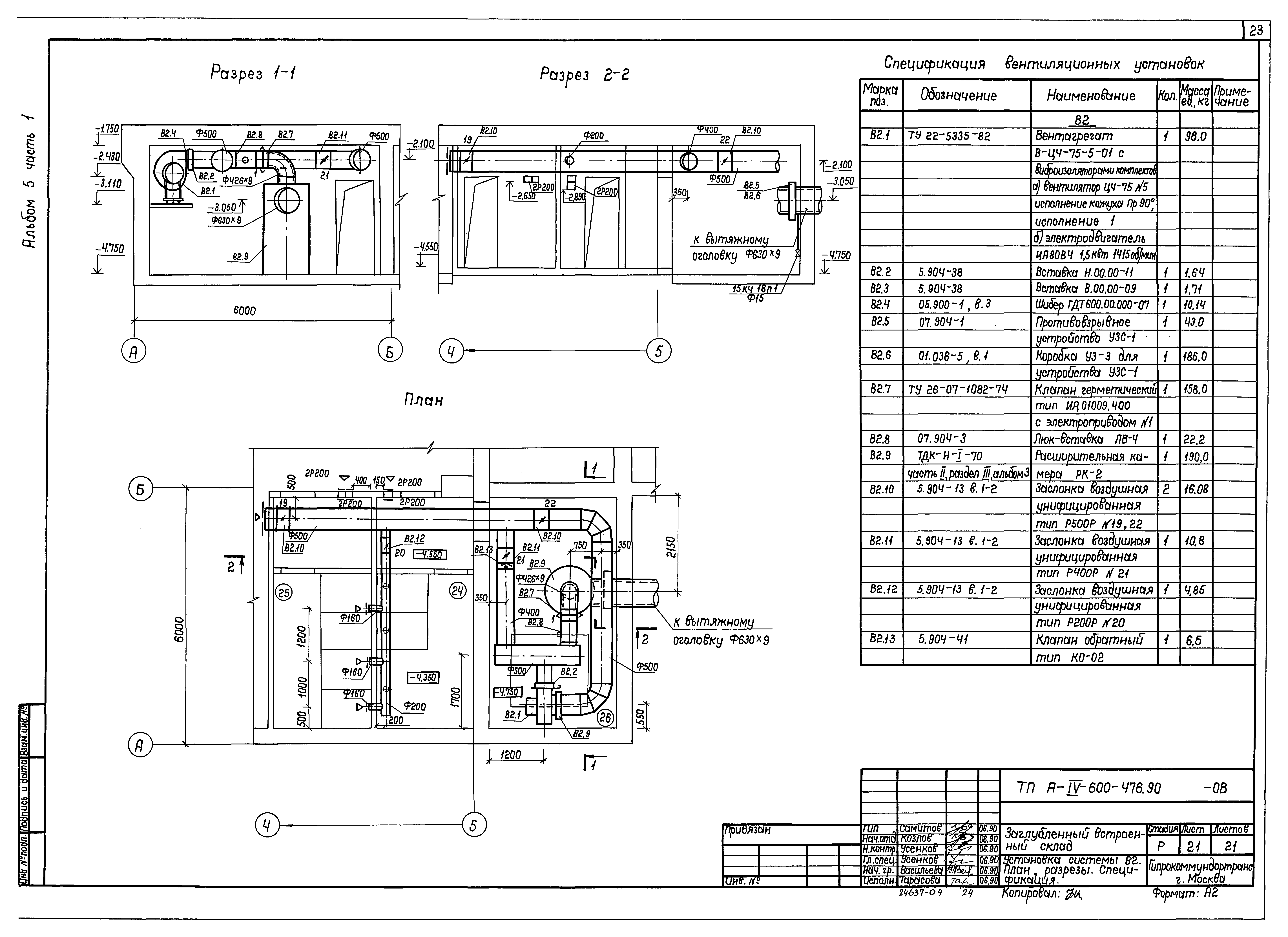 Типовой проект А-IV-600-476.90