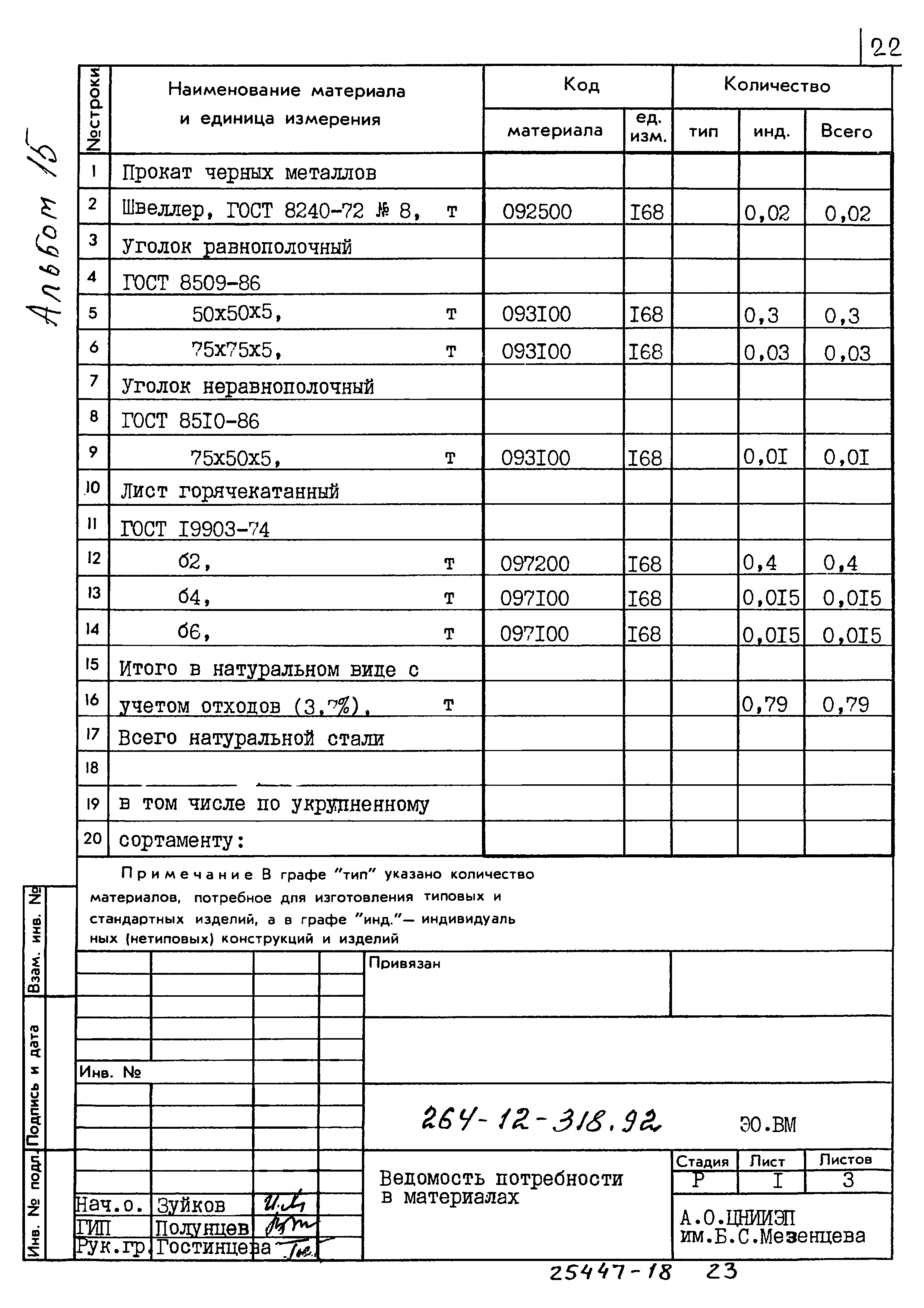 Типовой проект 264-12-318.92