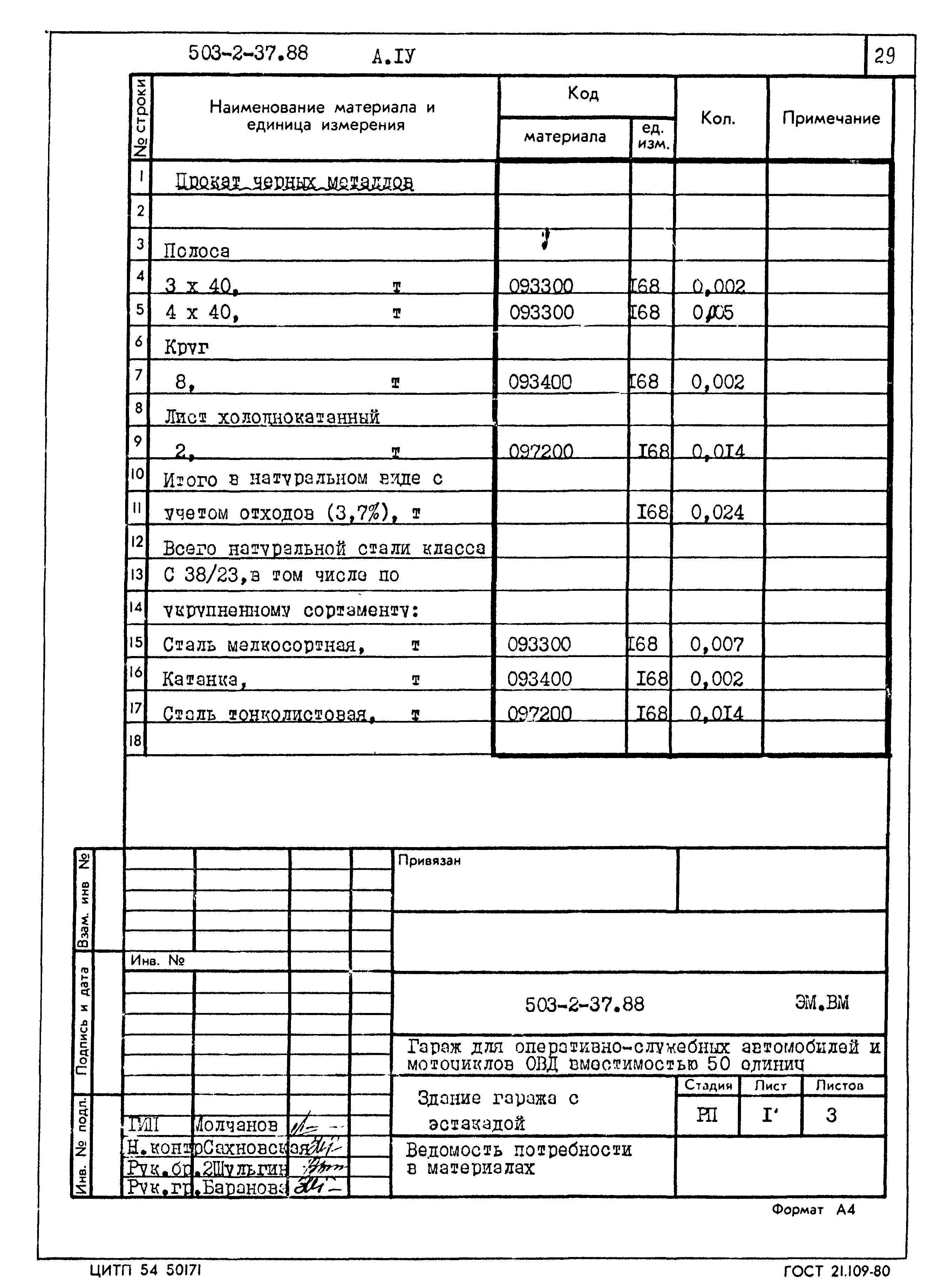 Типовой проект 503-2-37.88