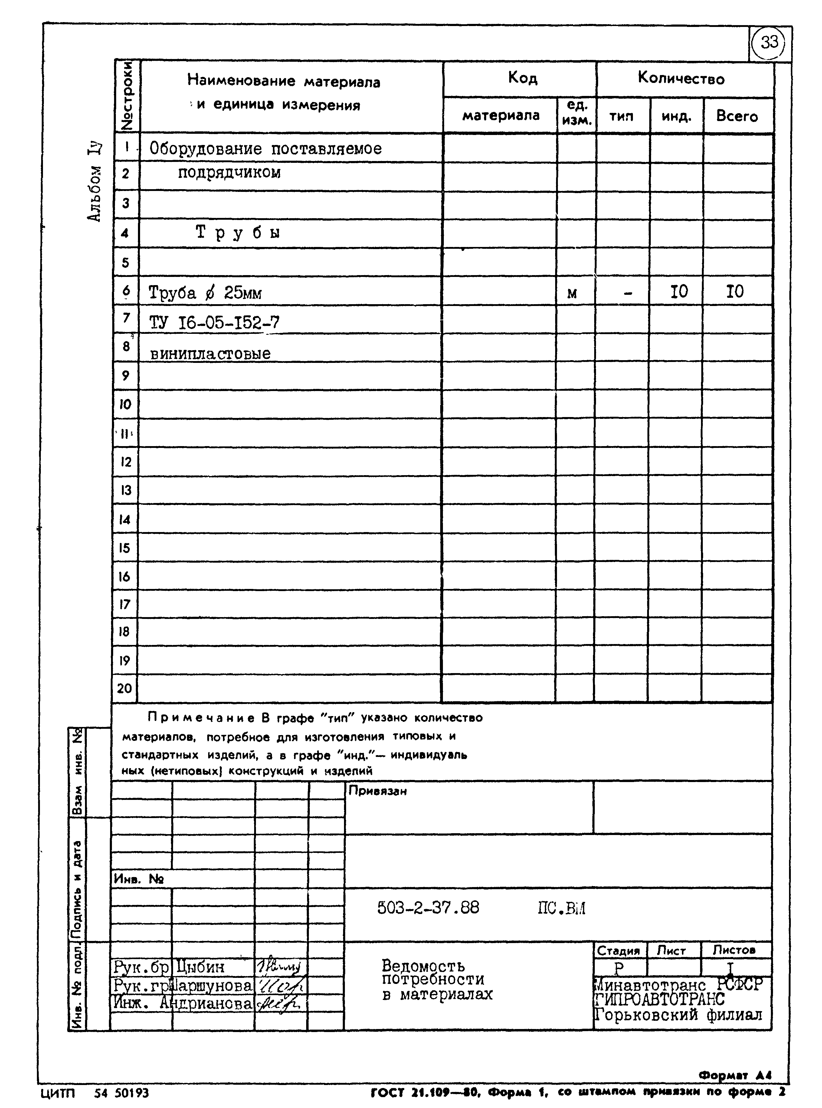 Типовой проект 503-2-37.88