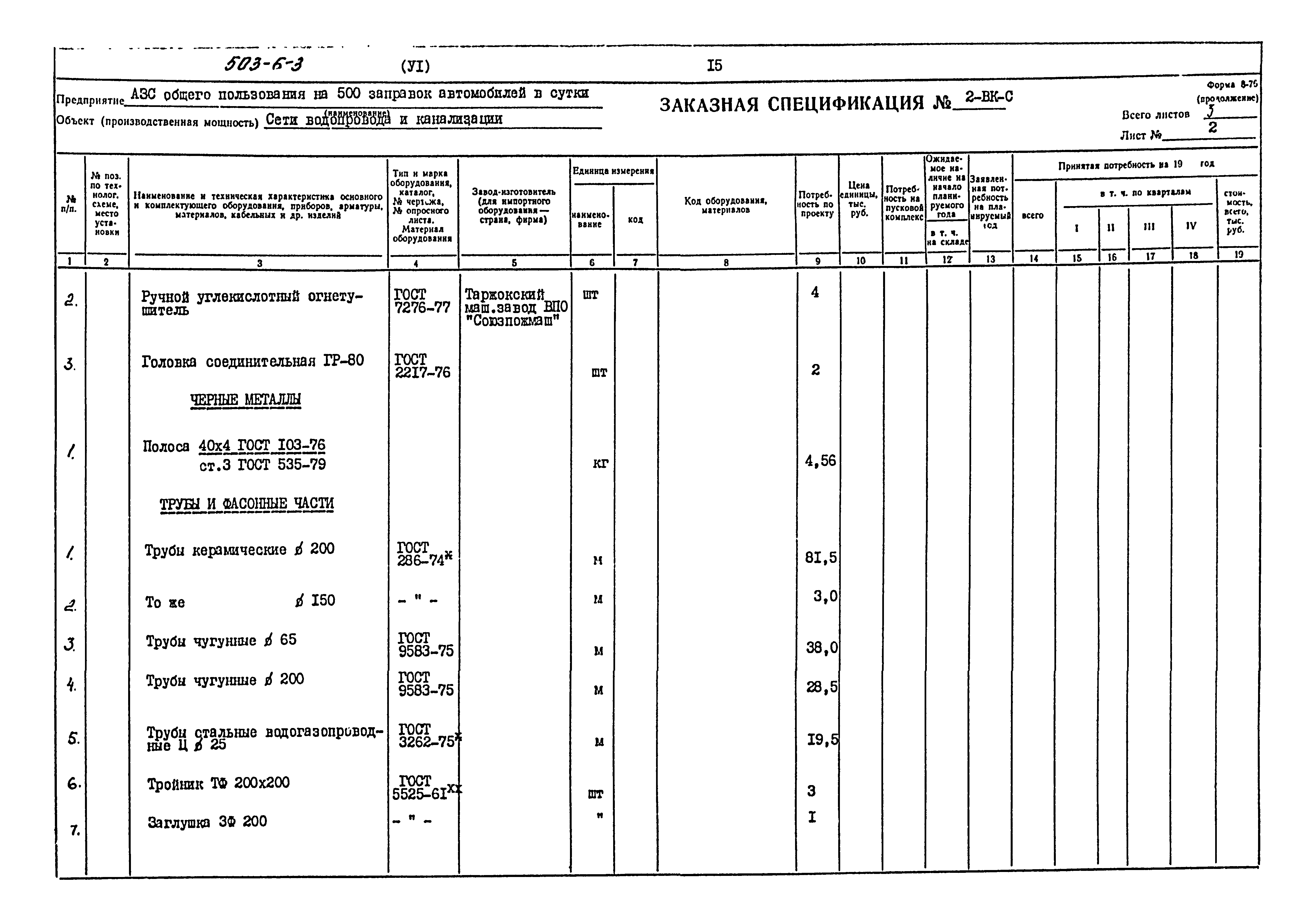 Типовой проект 503-6-3