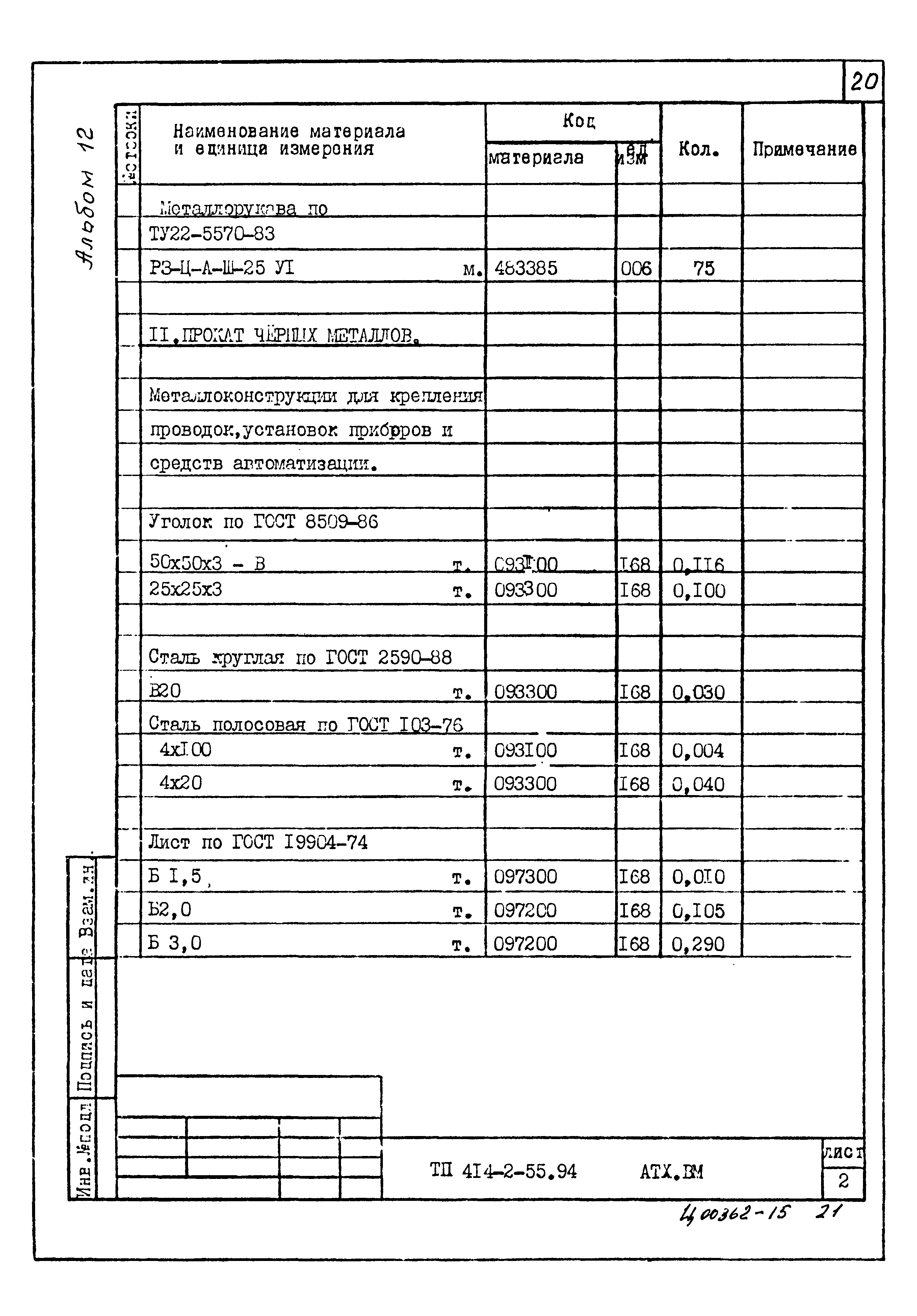 Типовой проект 414-2-55.94