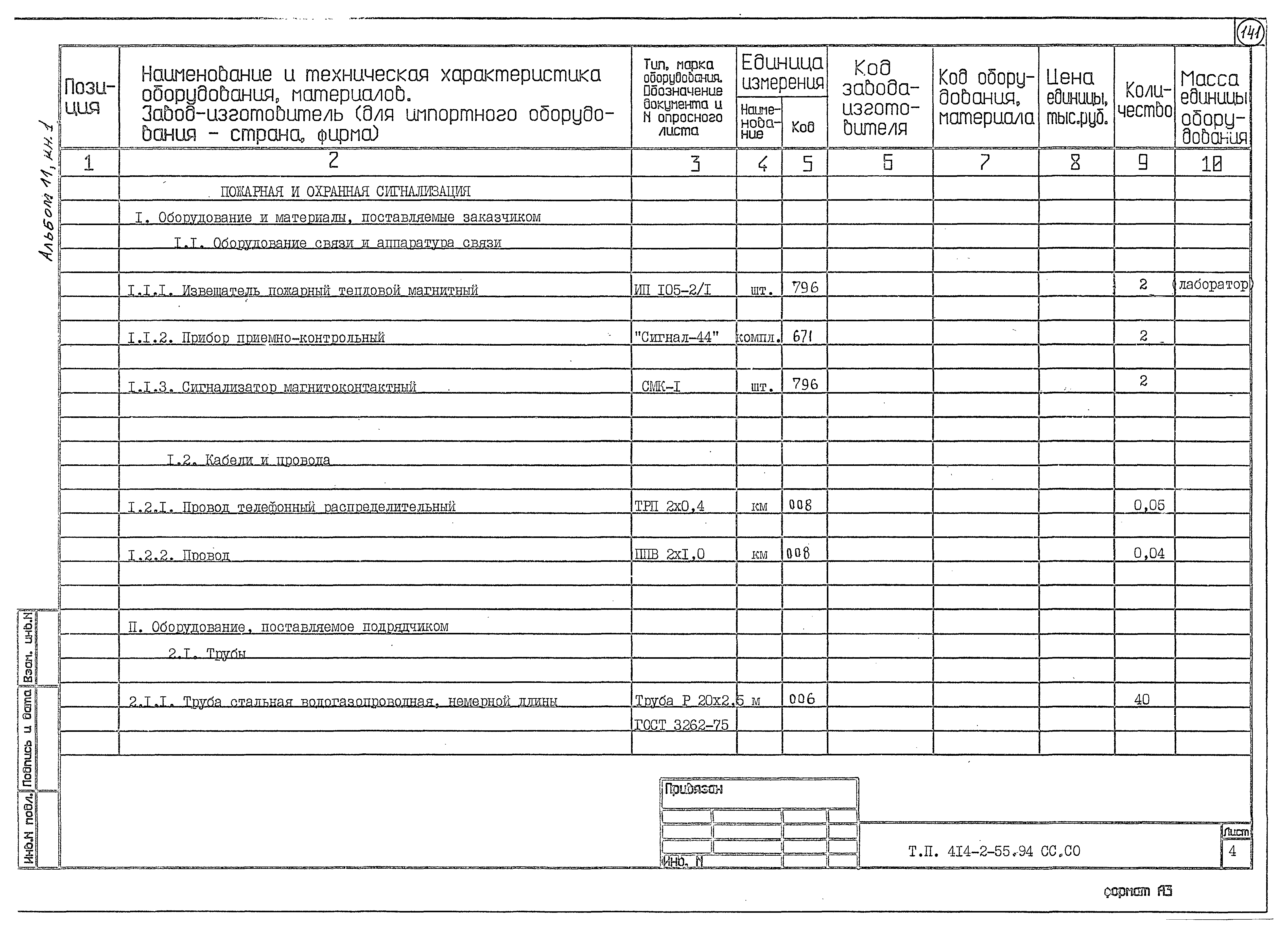 Типовой проект 414-2-55.94