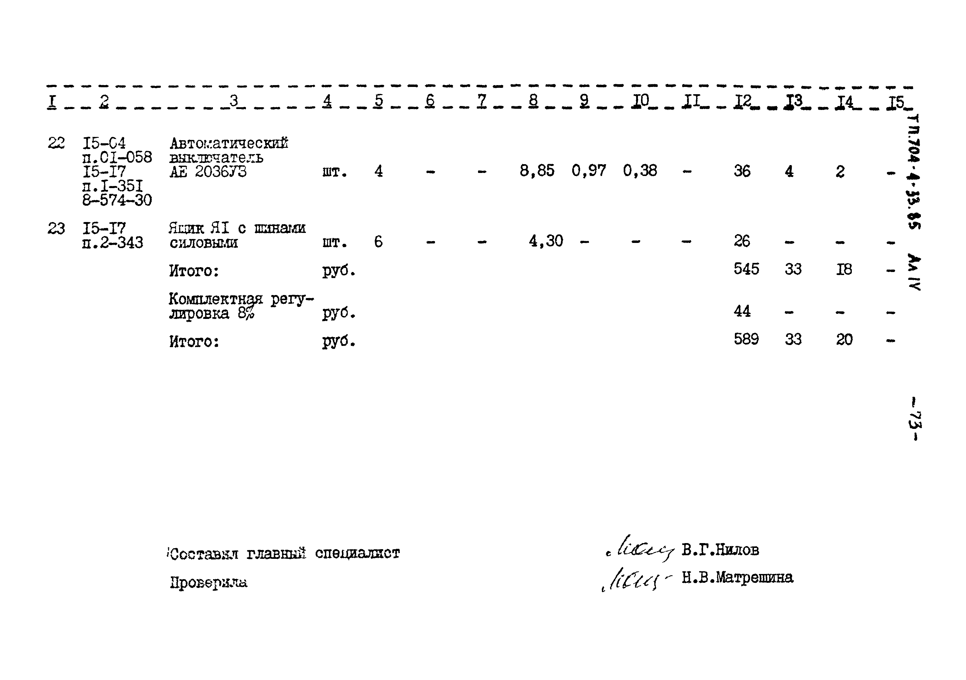 Типовой проект 704-4-33.85