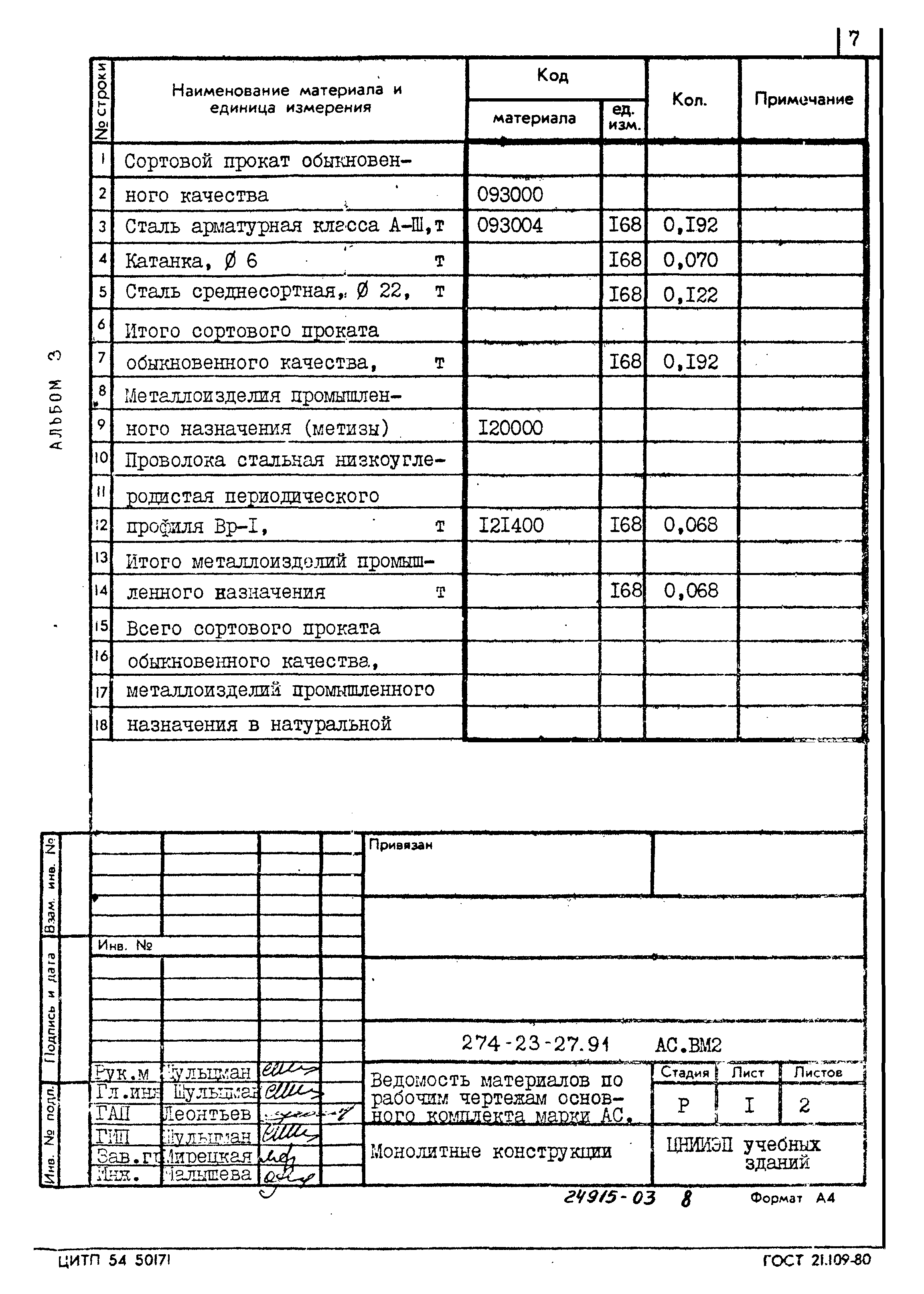 Типовой проект 274-23-27.91