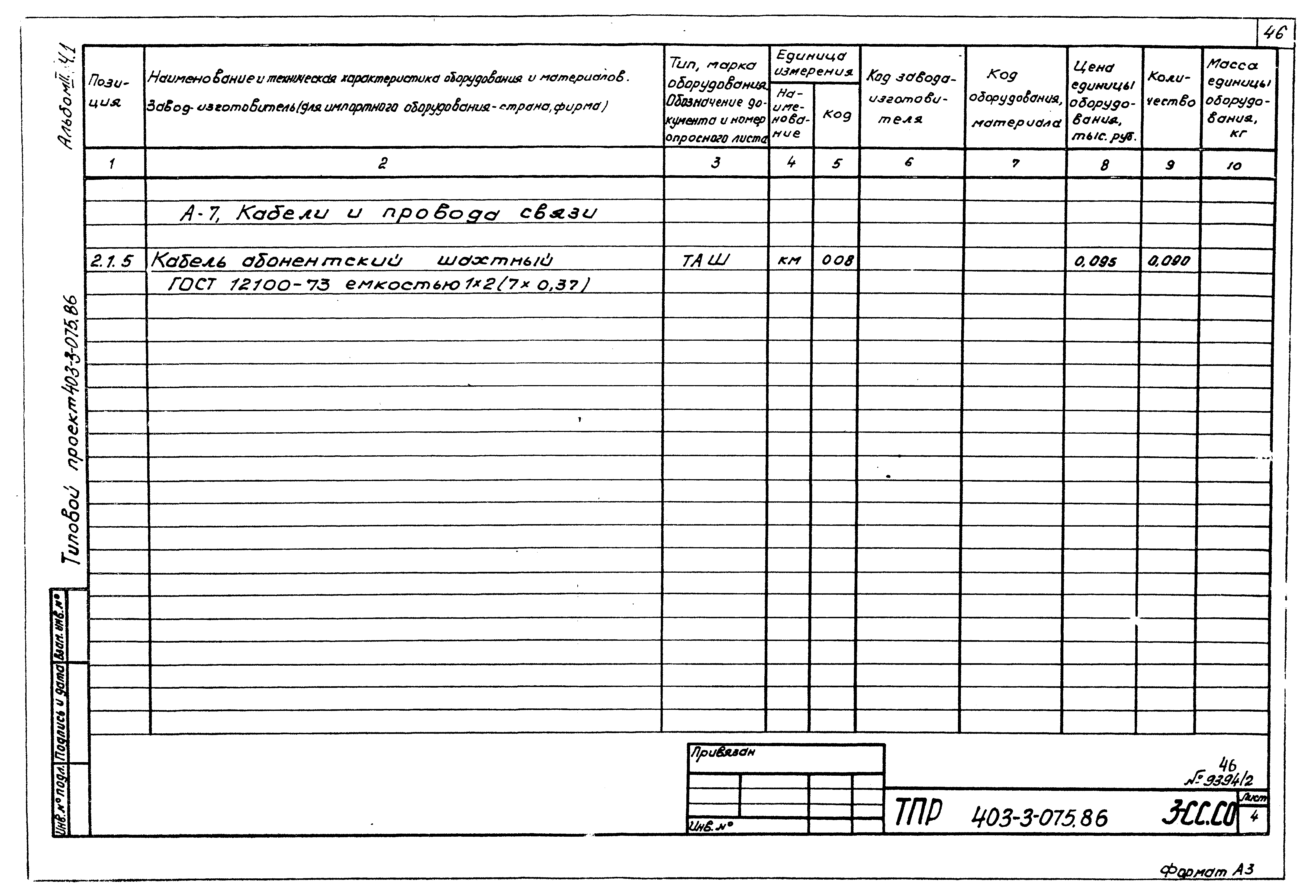 Типовые проектные решения 403-3-075.86