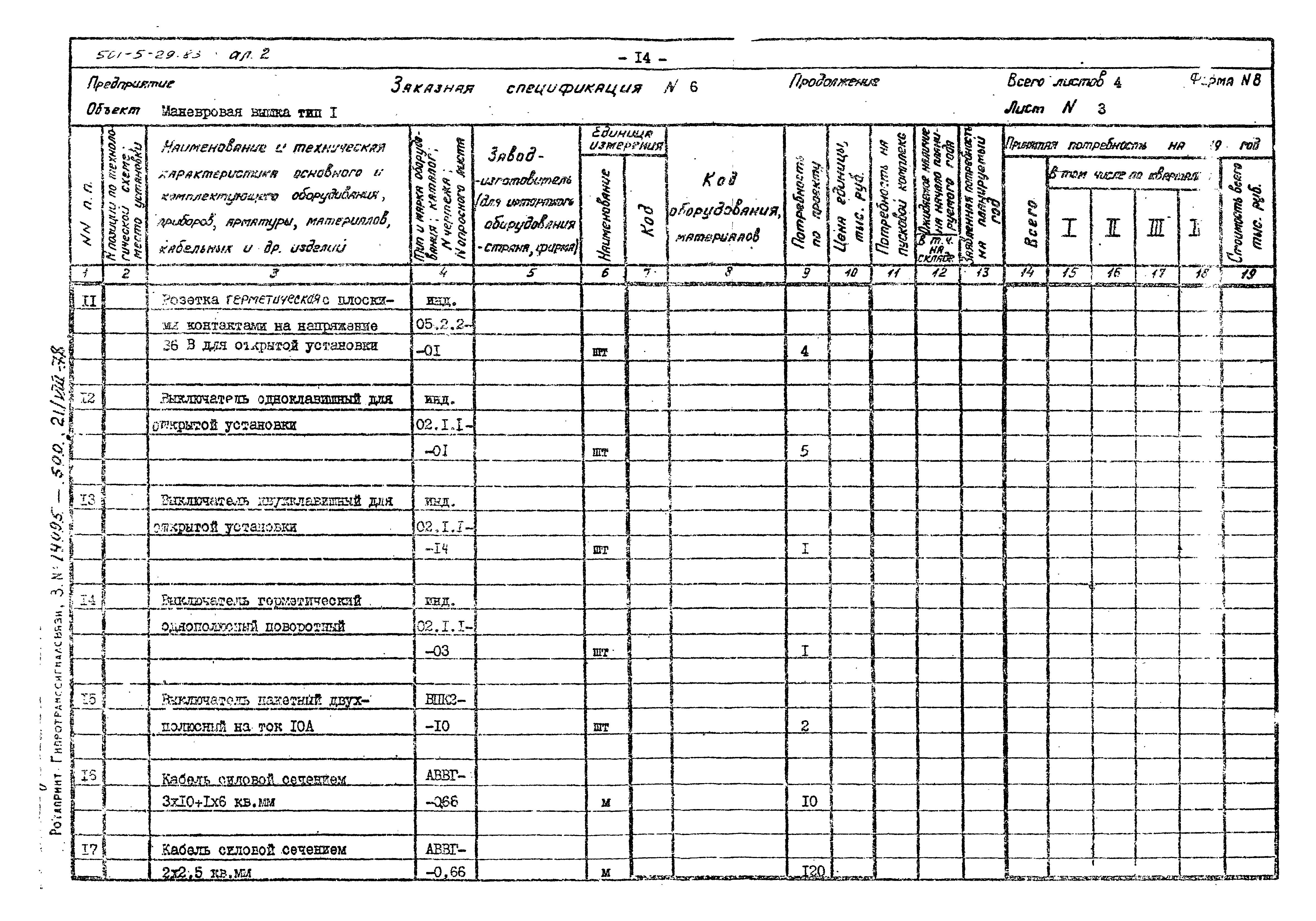 Типовой проект 501-5-29.83