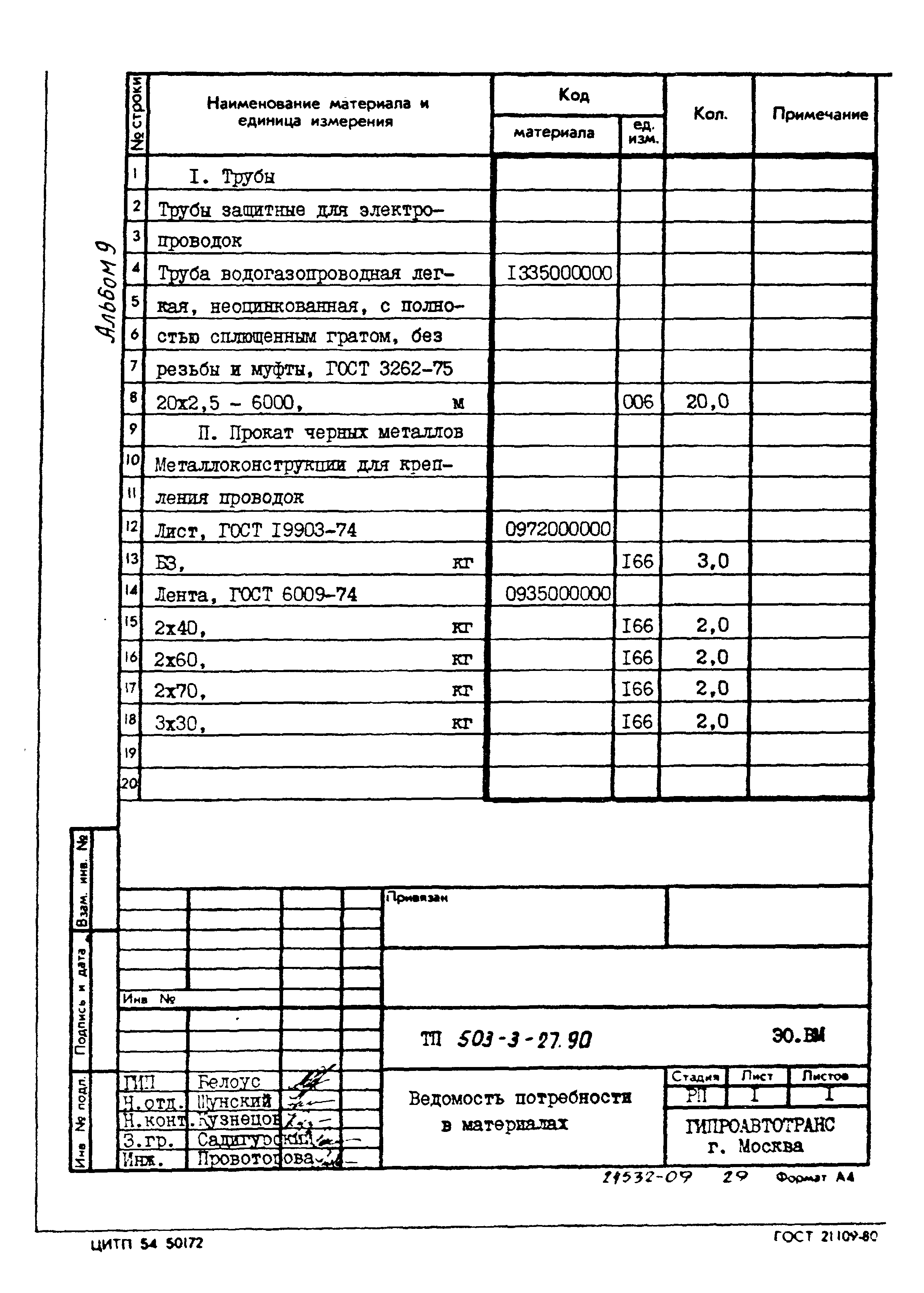 Типовой проект 503-3-27.90