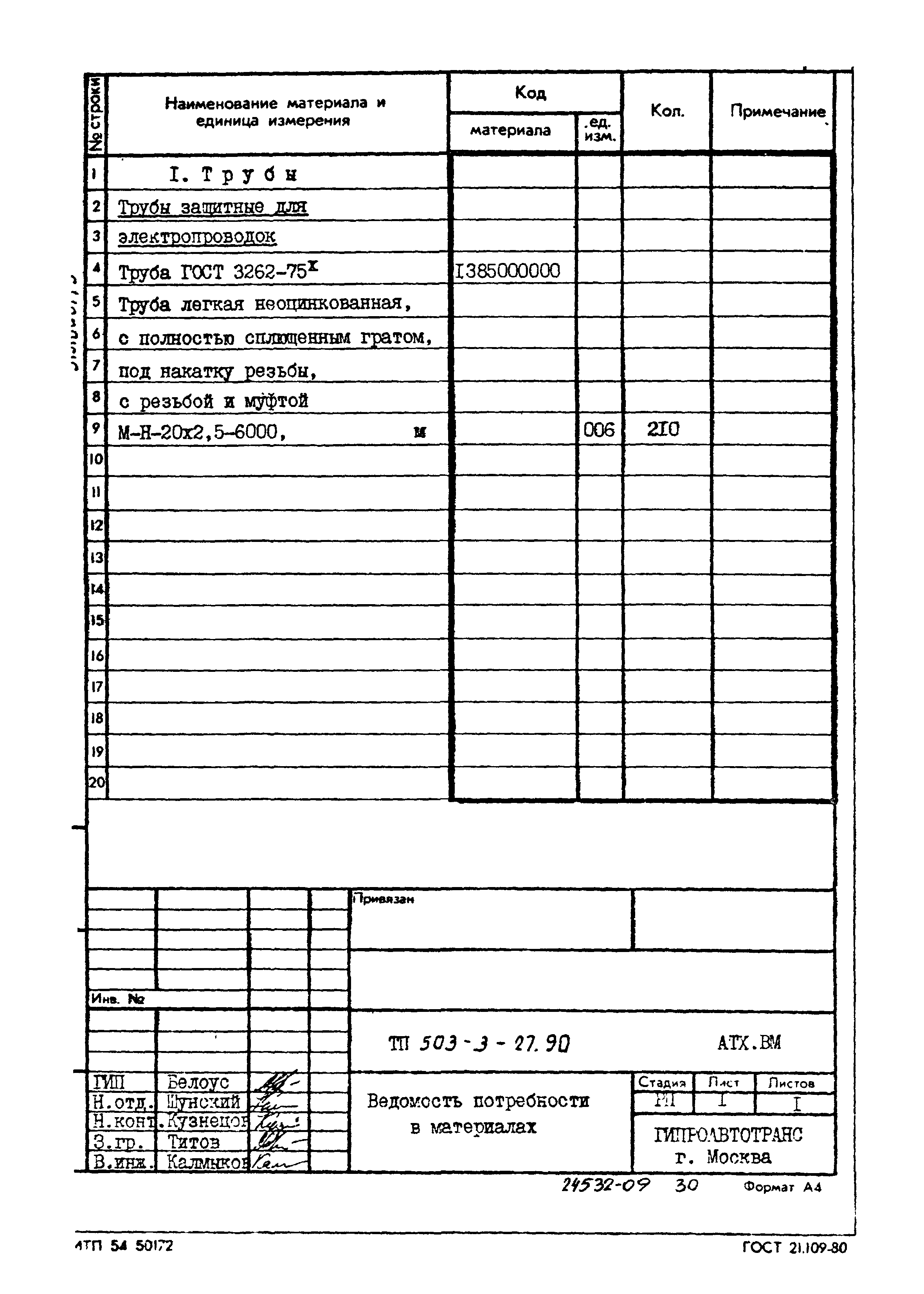 Типовой проект 503-3-27.90