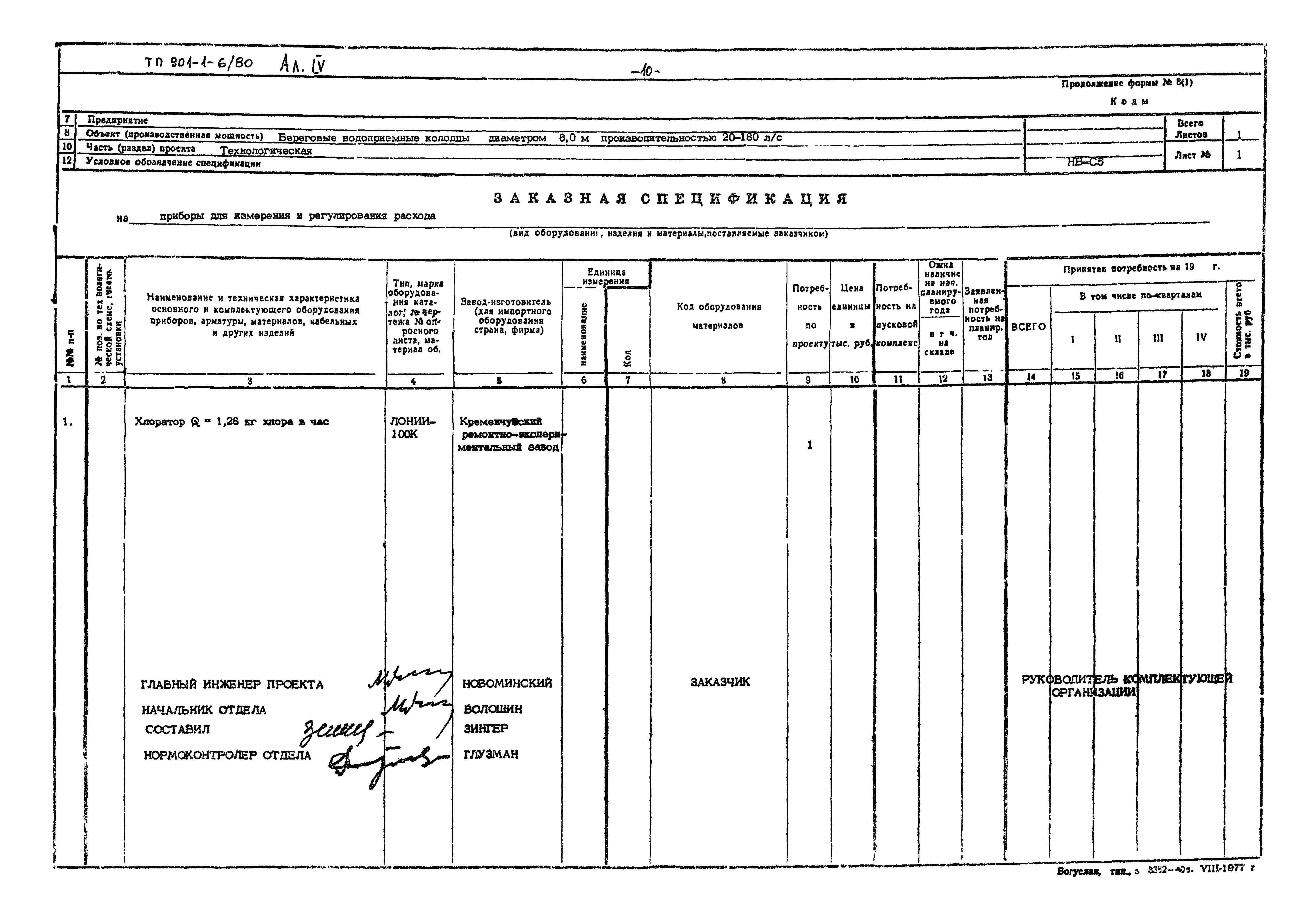 Типовой проект 901-1-6/80