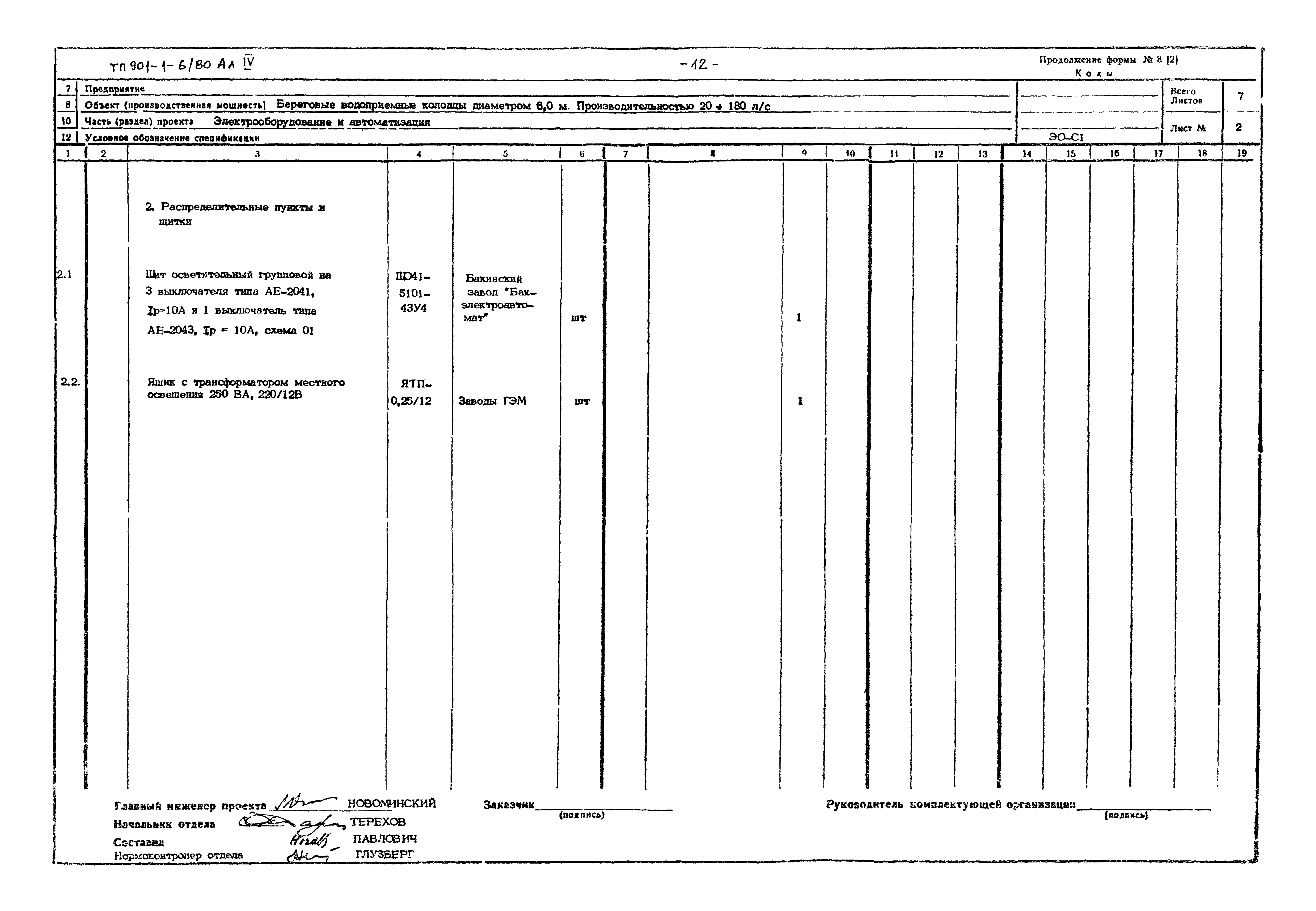 Типовой проект 901-1-6/80