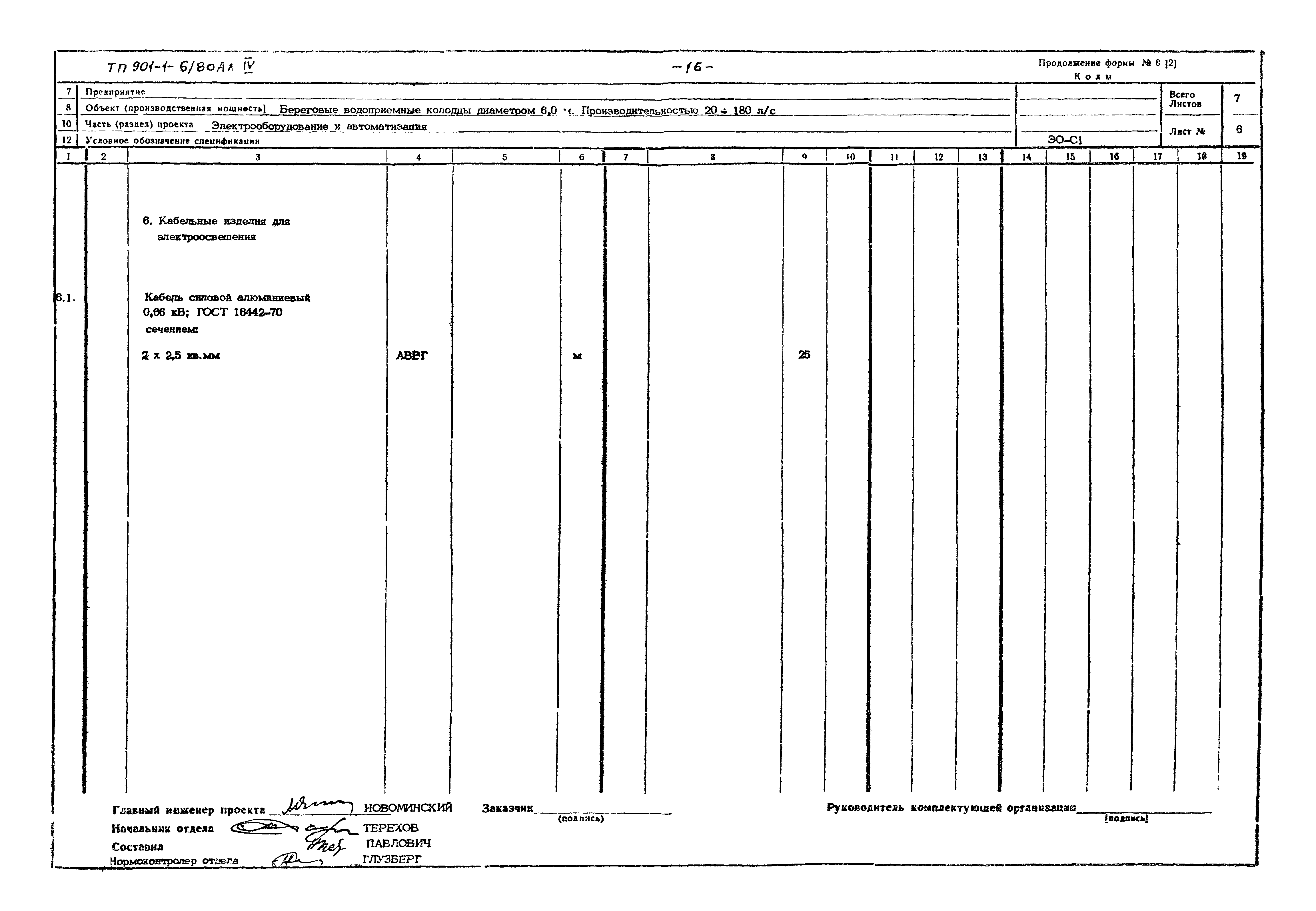 Типовой проект 901-1-6/80