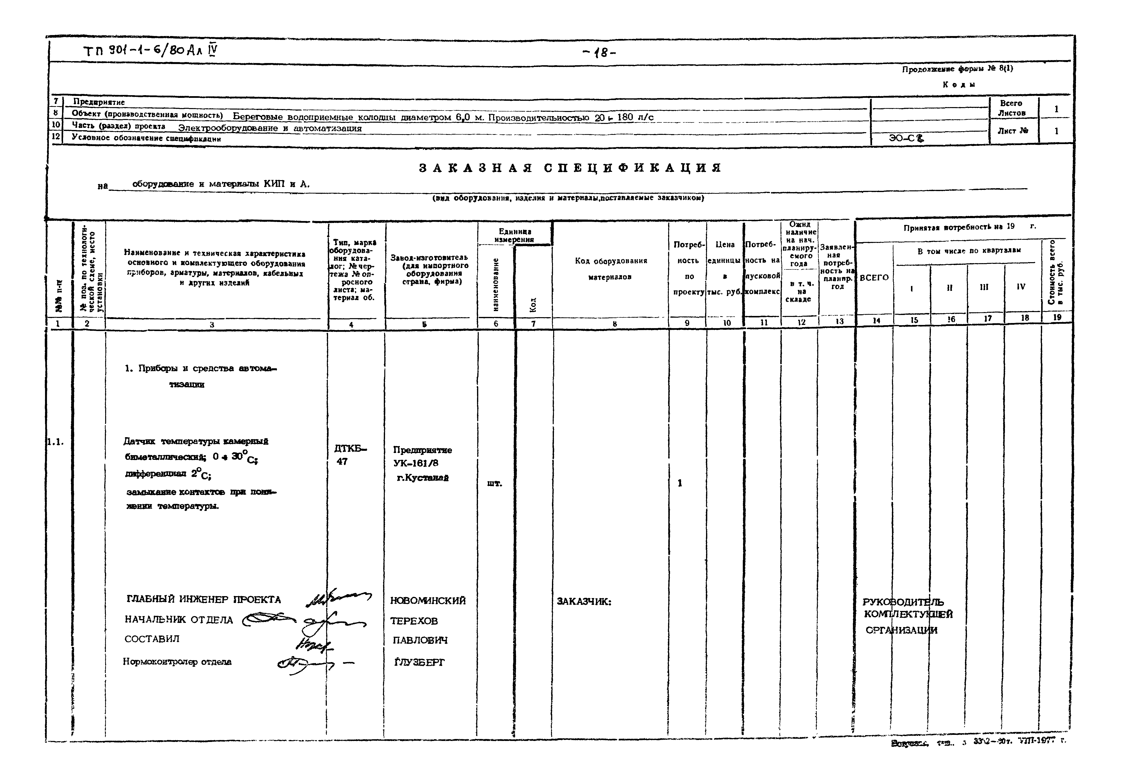 Типовой проект 901-1-6/80