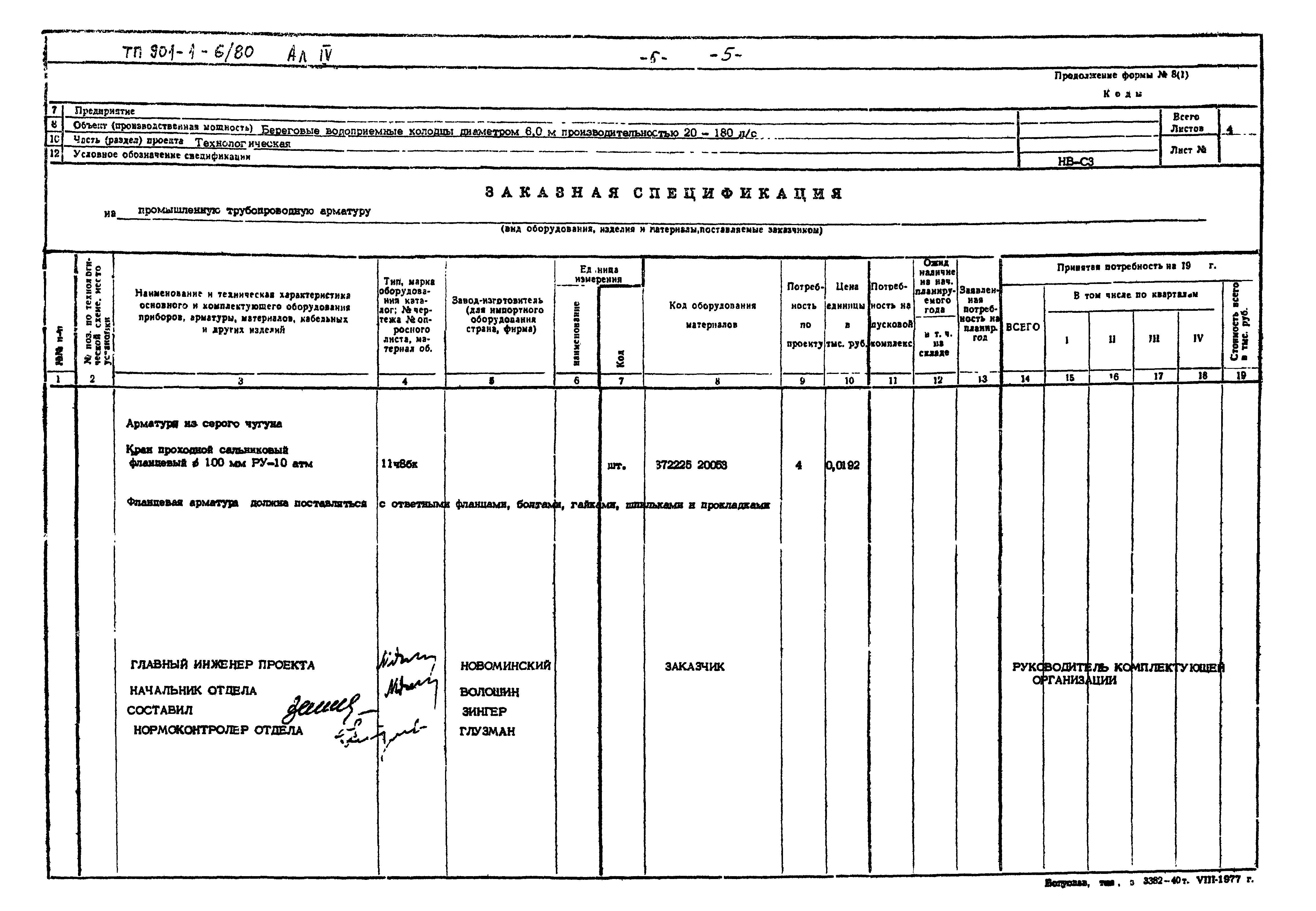 Типовой проект 901-1-6/80