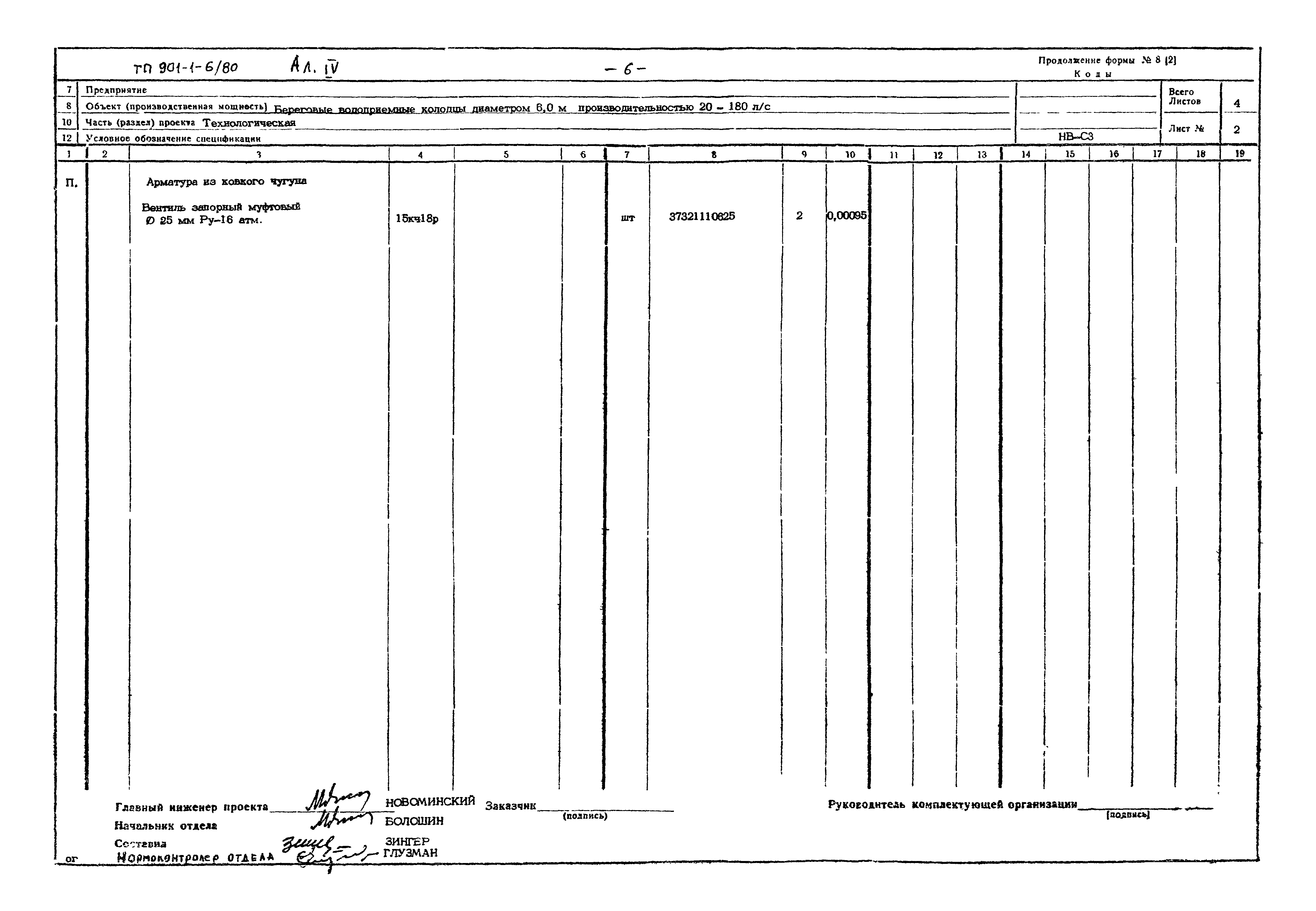 Типовой проект 901-1-6/80