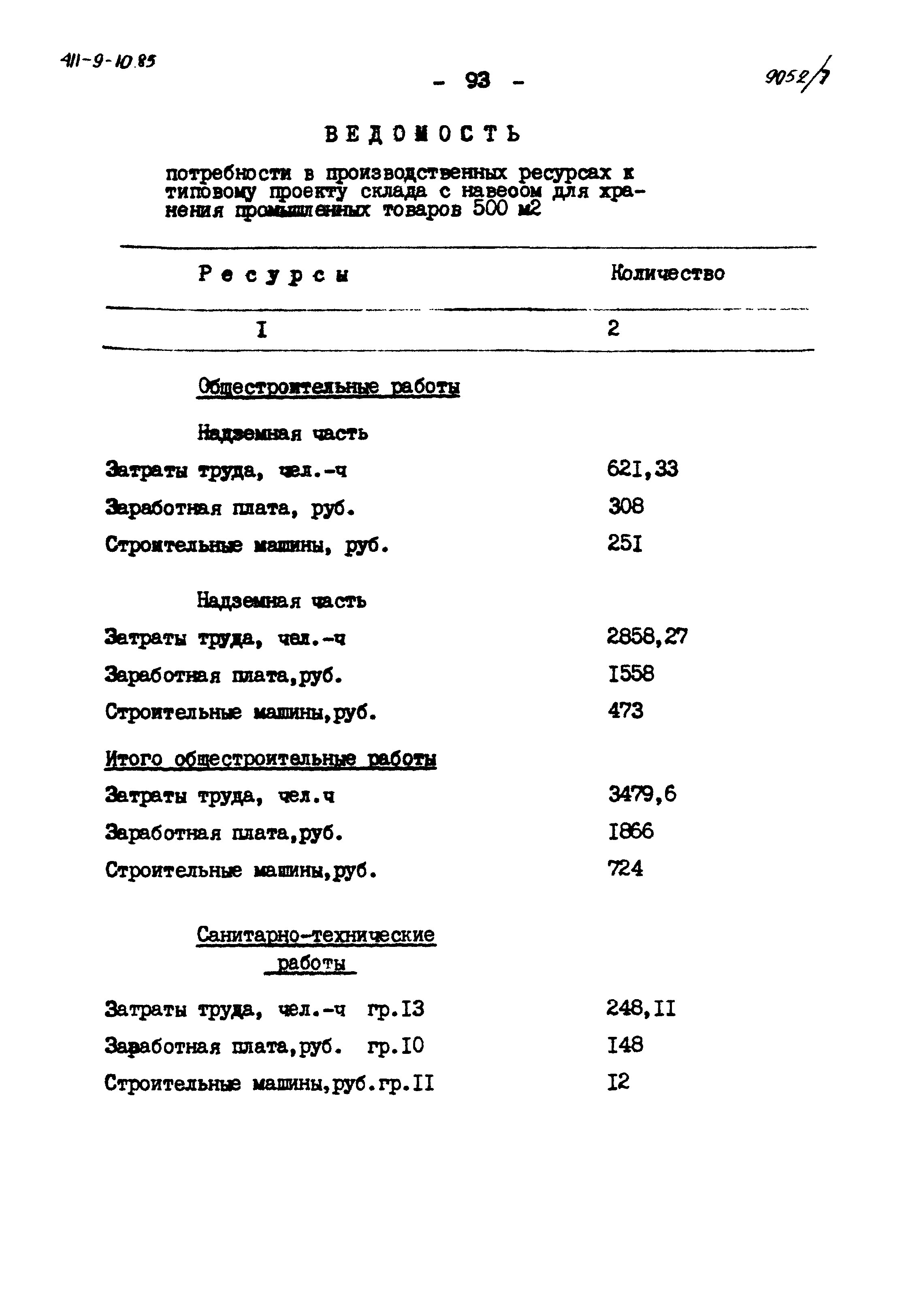 Типовой проект 411-9-10.85