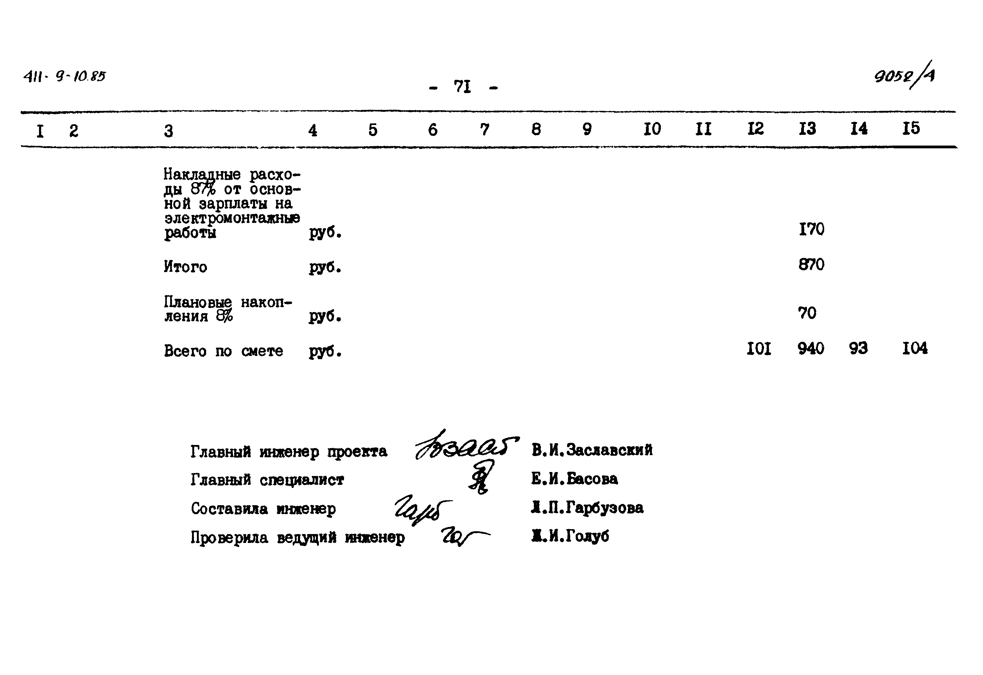 Типовой проект 411-9-10.85