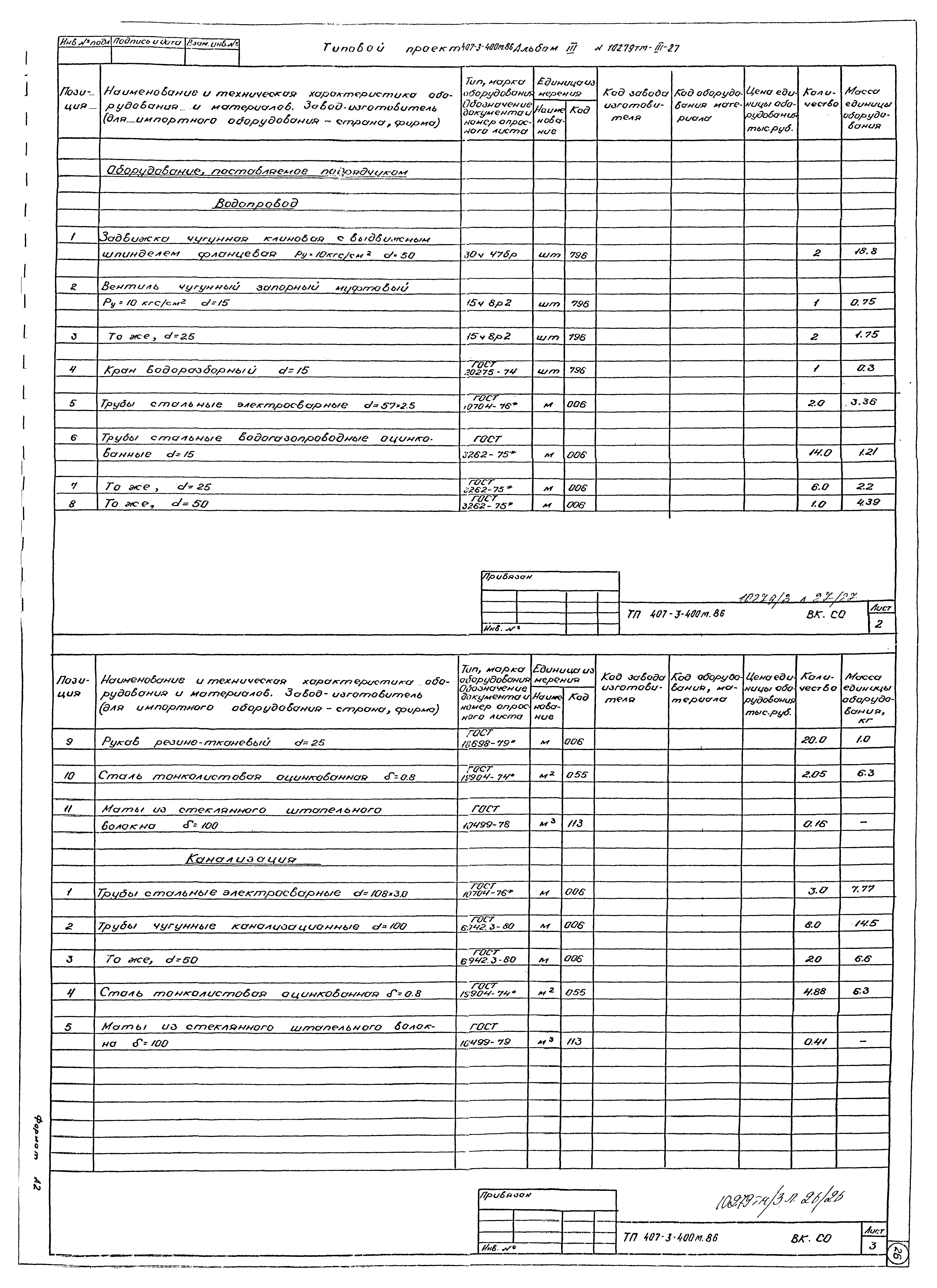 Типовой проект 407-3-400м.86