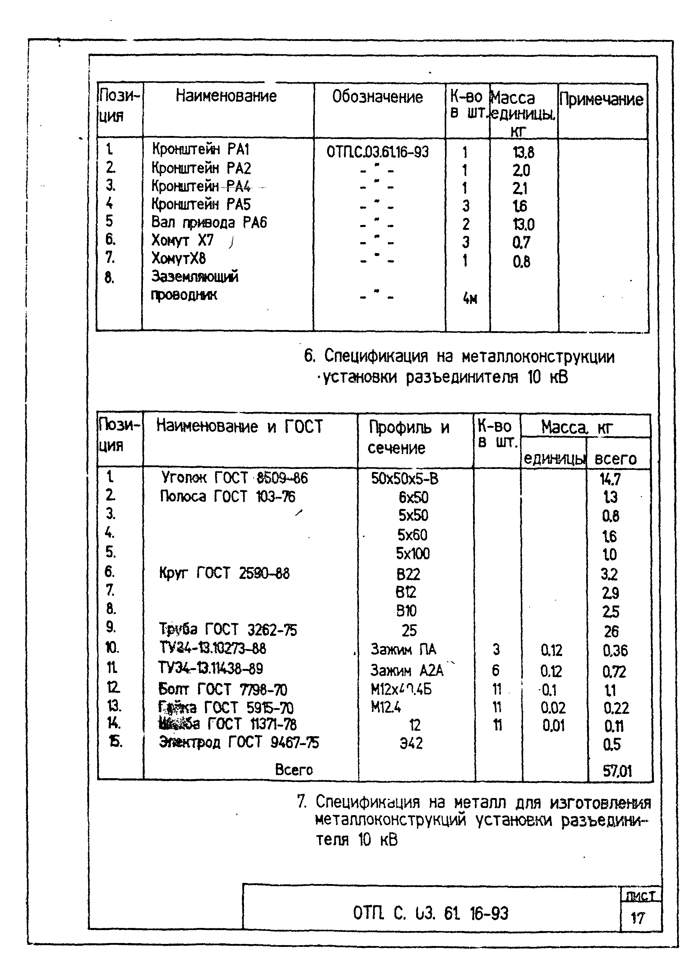 Типовой проект ОТП.С.03.61.17-93