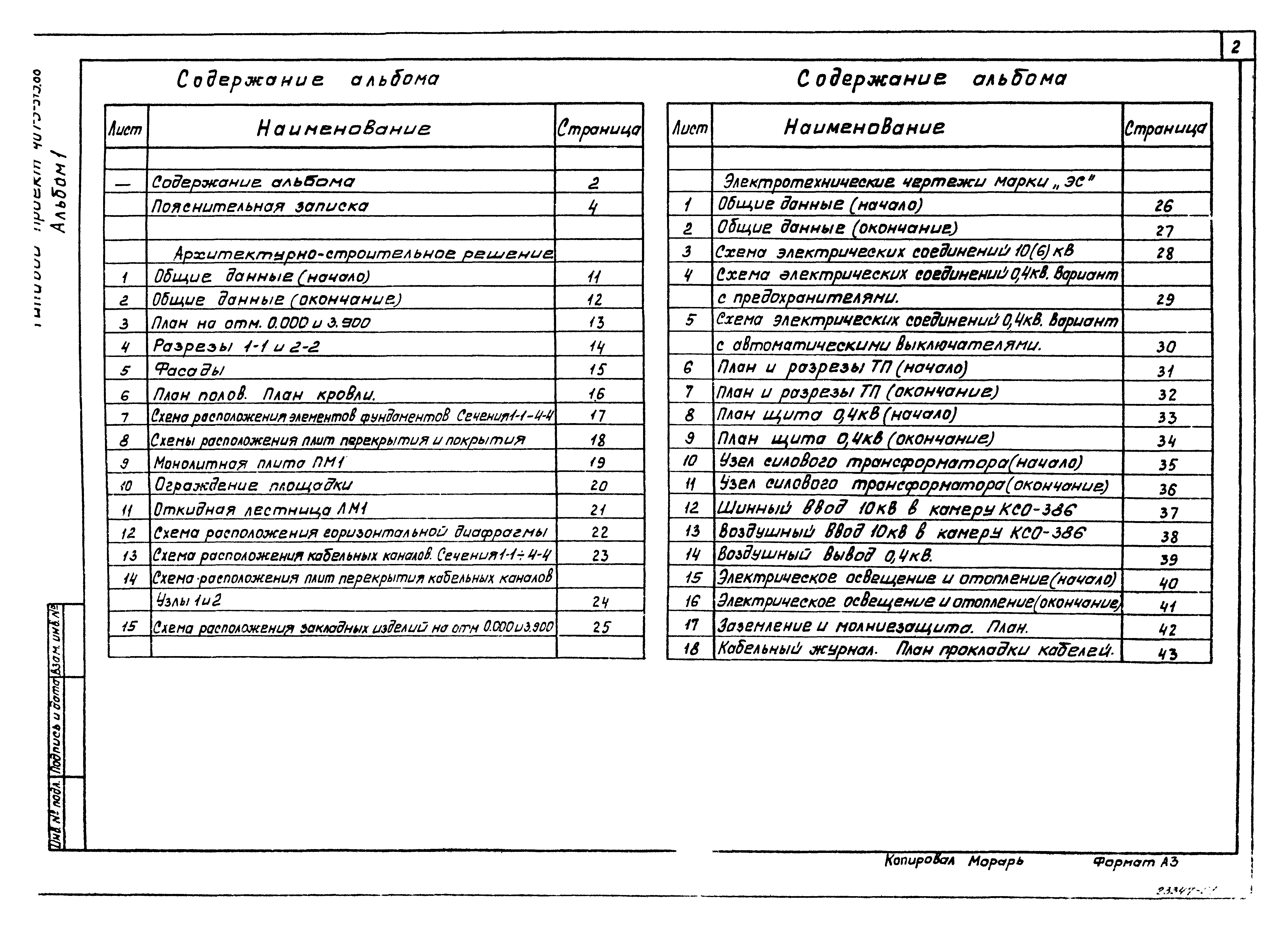 Скачать Типовой проект 407-3-513.88 Альбом 1. Пояснительная записка.  Архитектурно-строительные решения. Электротехническая часть и опросные листы