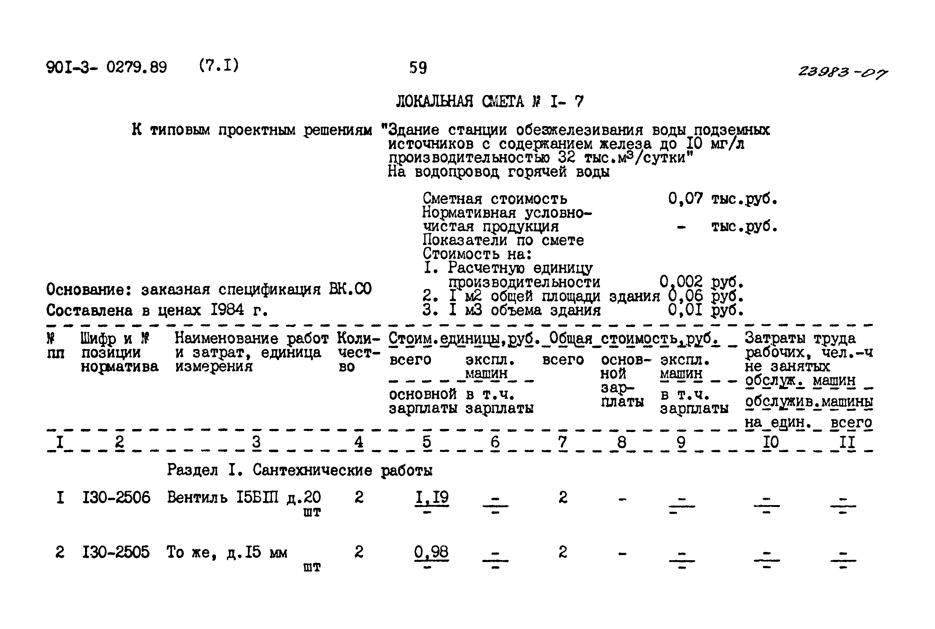 Типовые проектные решения 901-3-0279.89