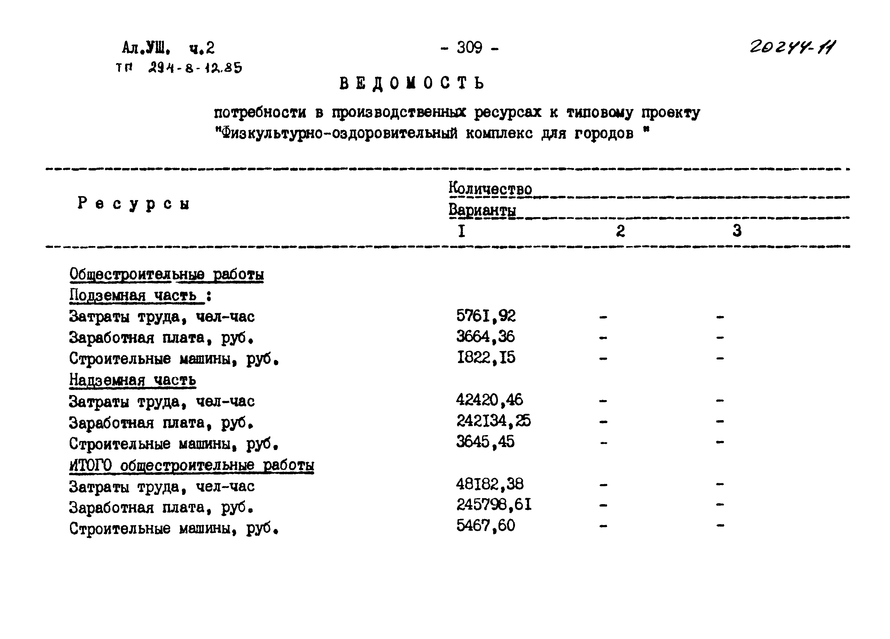 Типовой проект 294-8-12.85