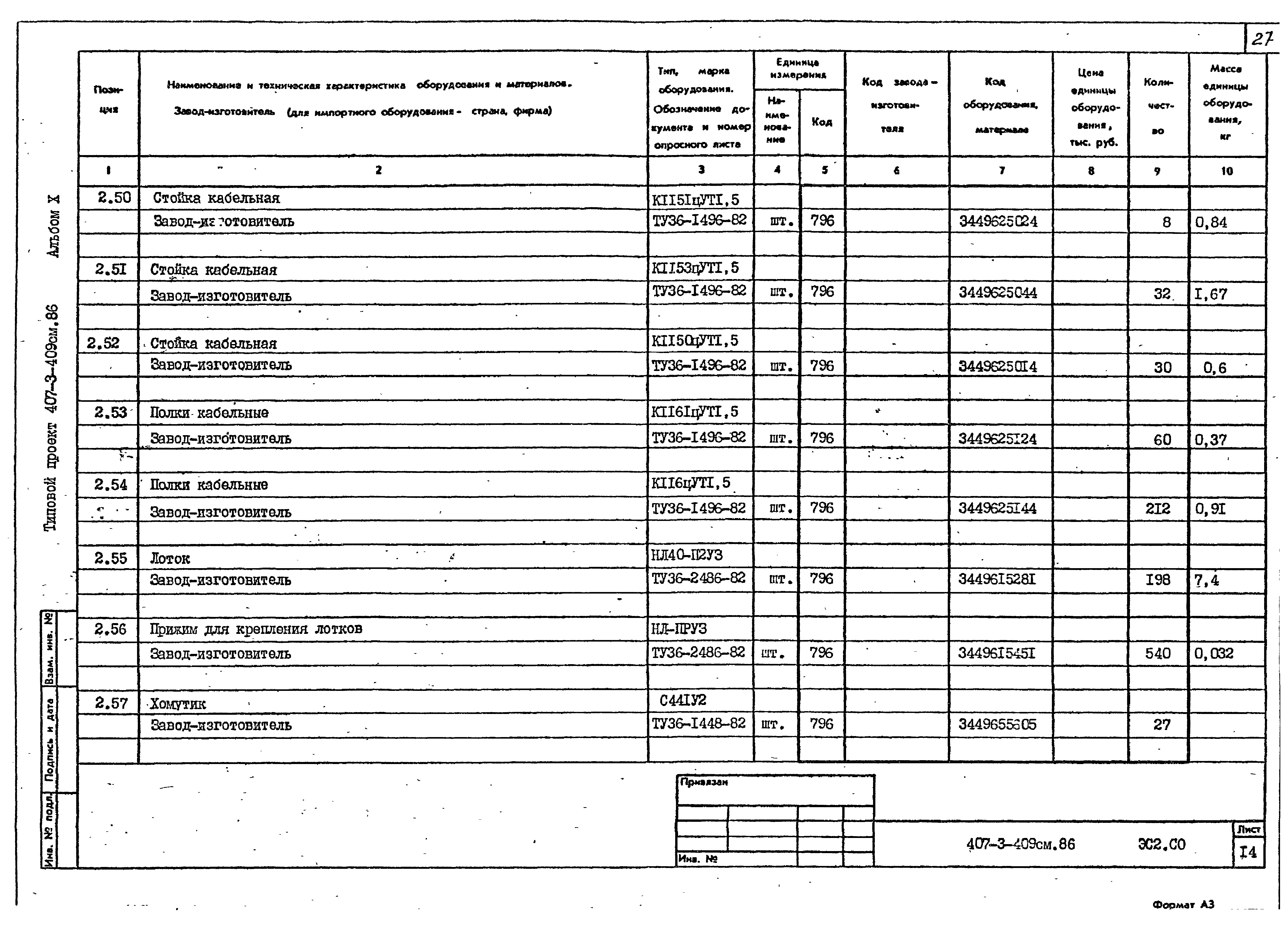 Типовой проект 407-3-409см.86