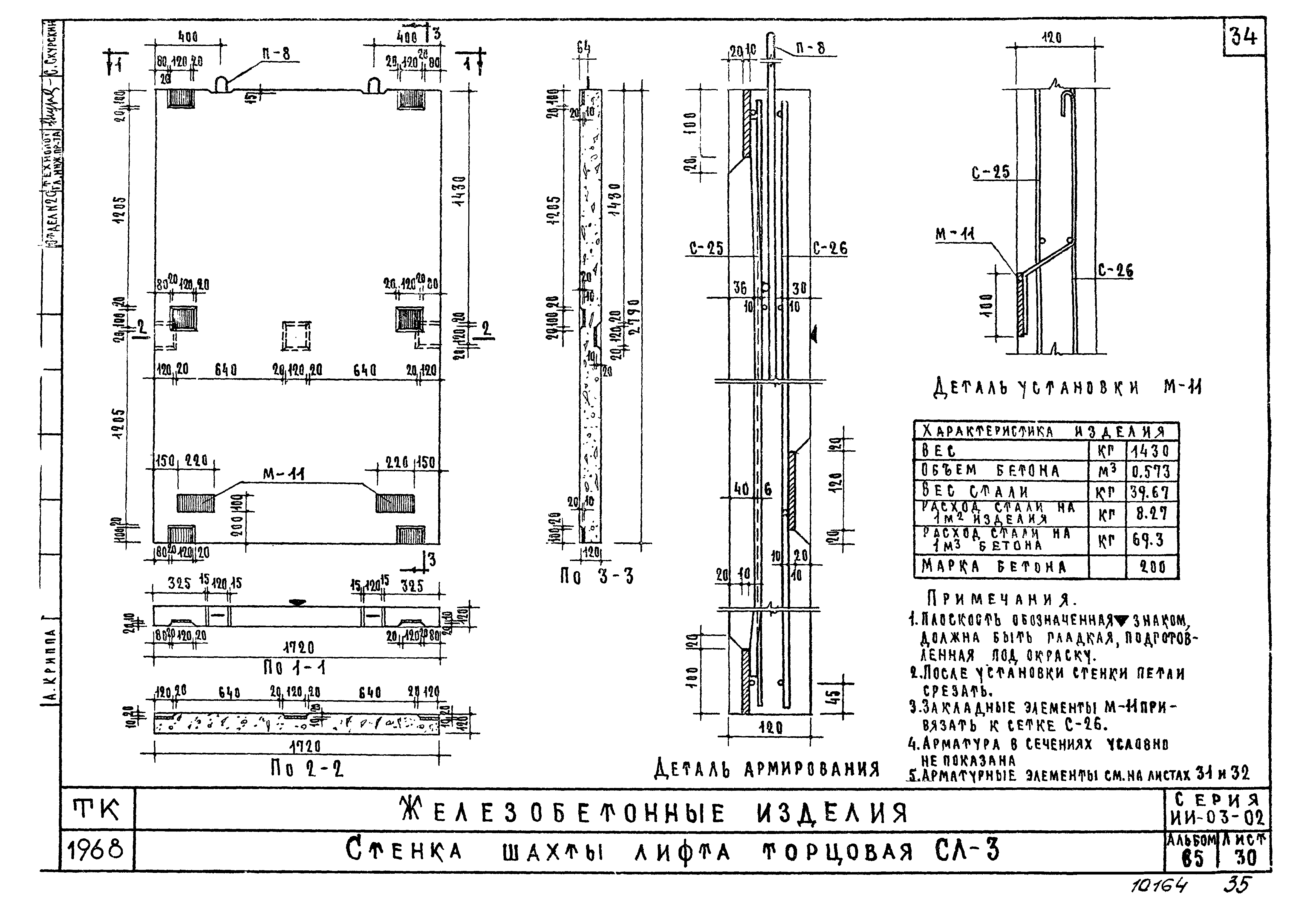 Скачать Серия ИИ-03-02 Альбом 65. Лестничные площадки, плиты лоджий, стенки  шахты лифта и плита плоская (дополнительные изделия для 9-ти этажных жилых  домов)