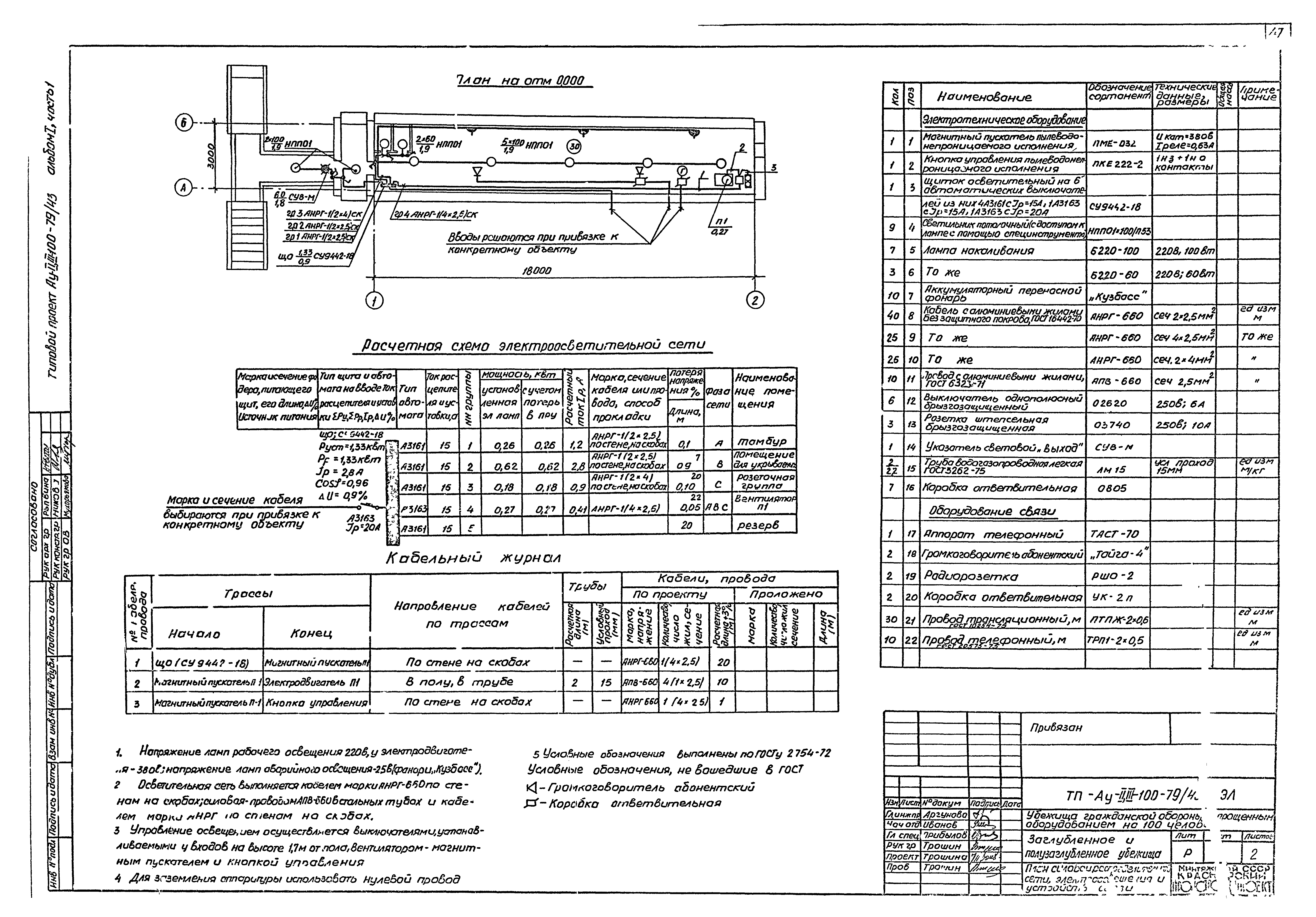 Типовой проект Ау-II,III-100-79/43