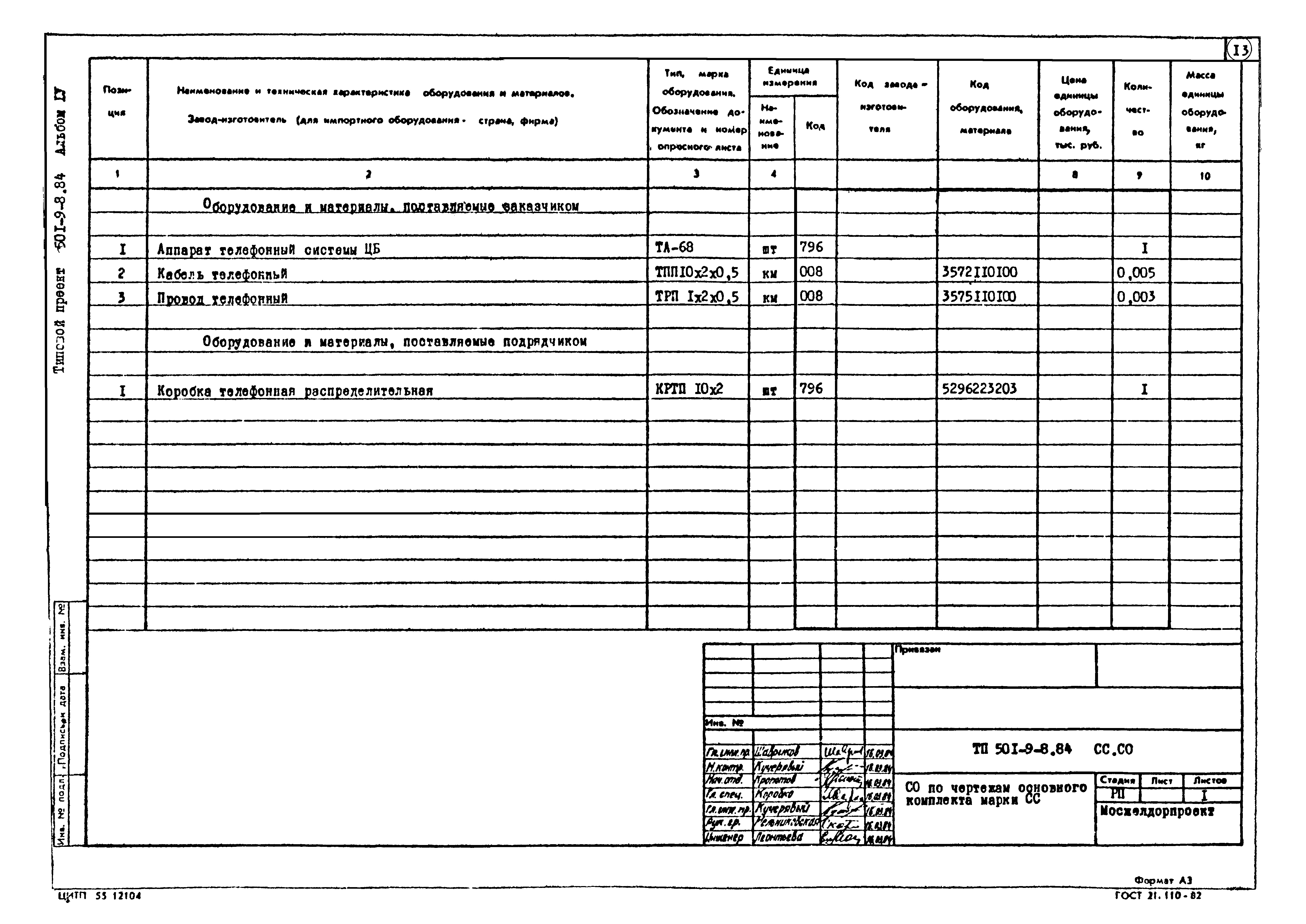 Типовой проект 501-9-8.84