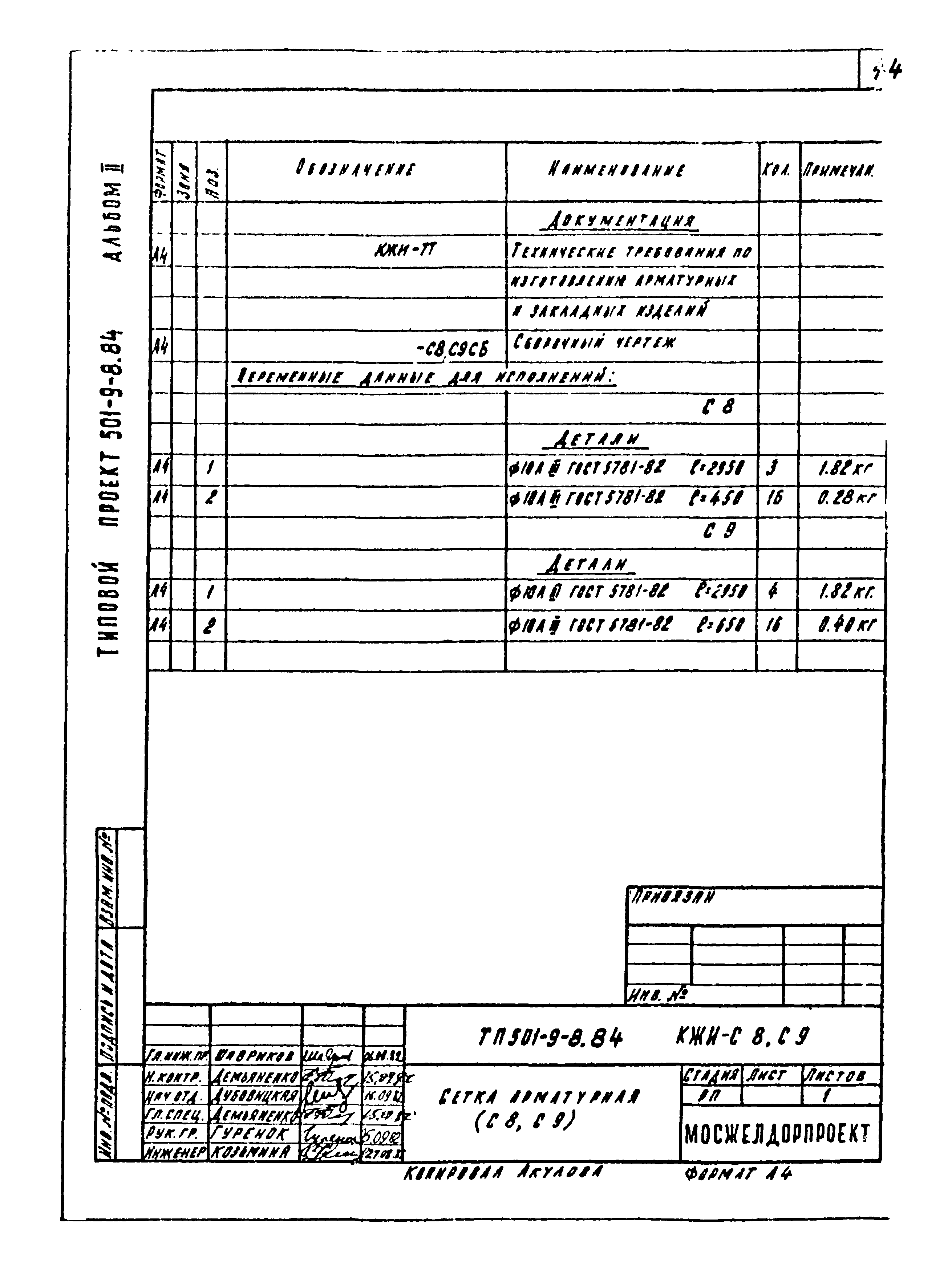 Типовой проект 501-9-8.84