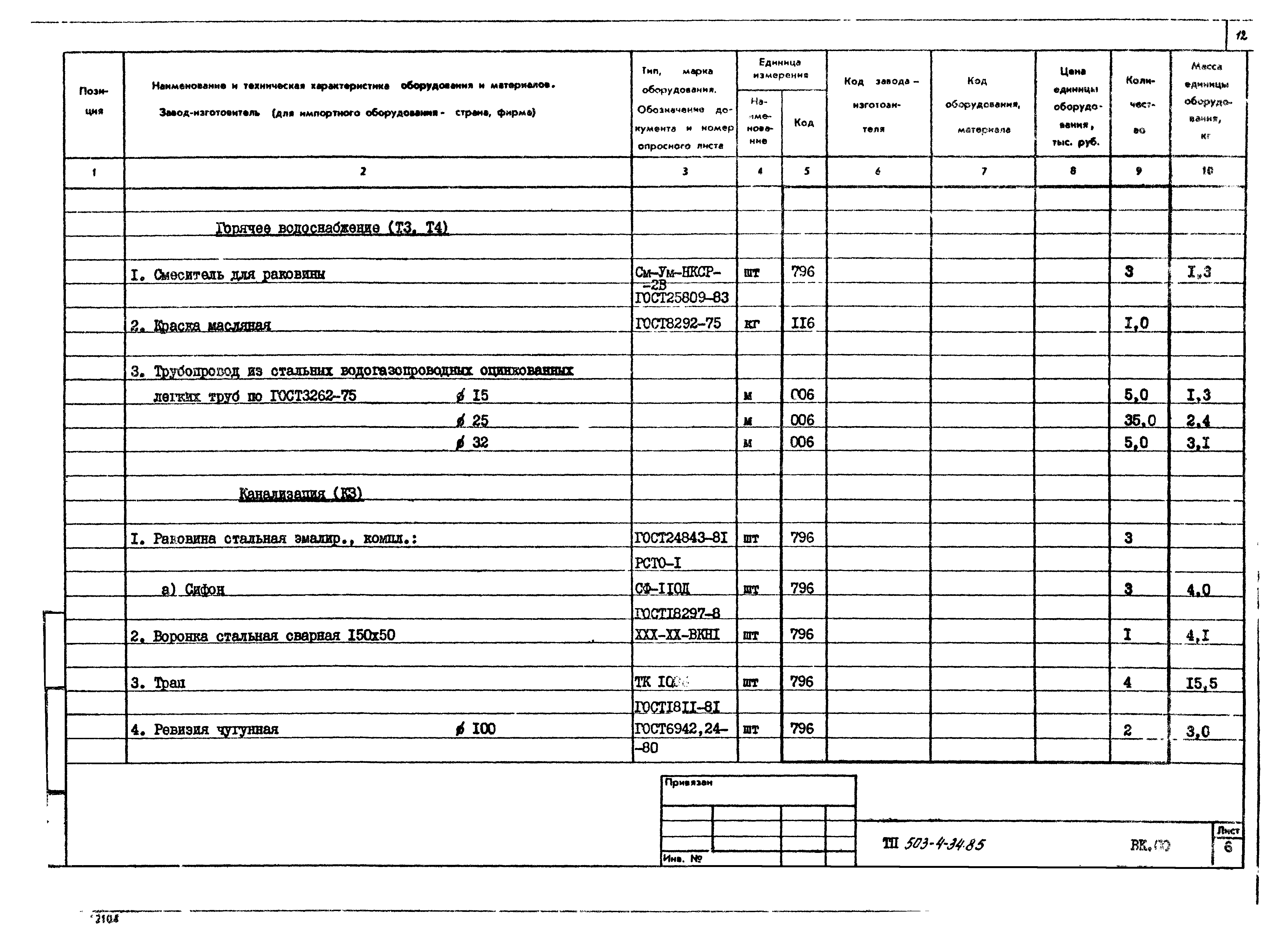 Типовой проект 503-4-34.85