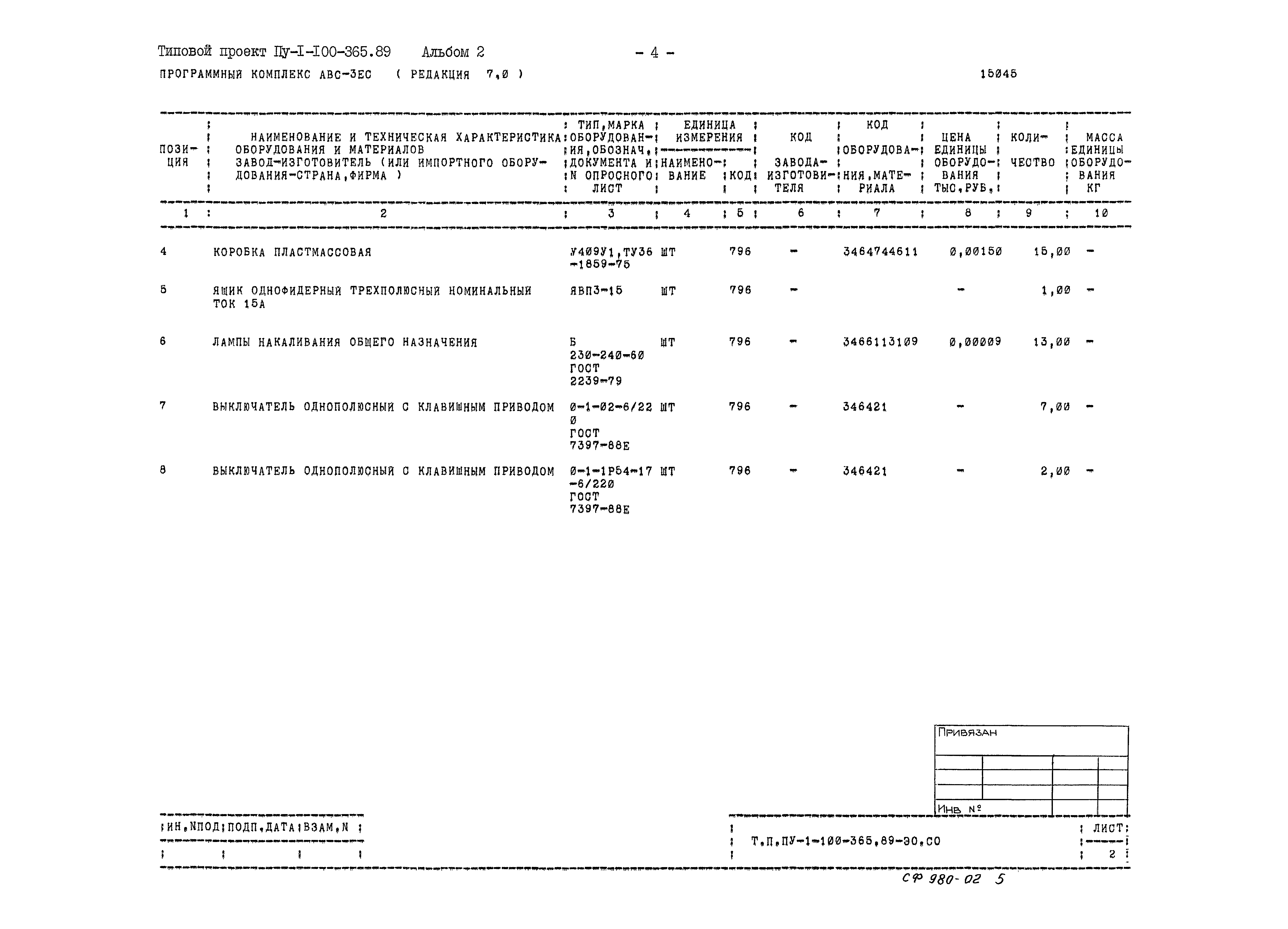 Типовой проект Пу-1-100-365.89