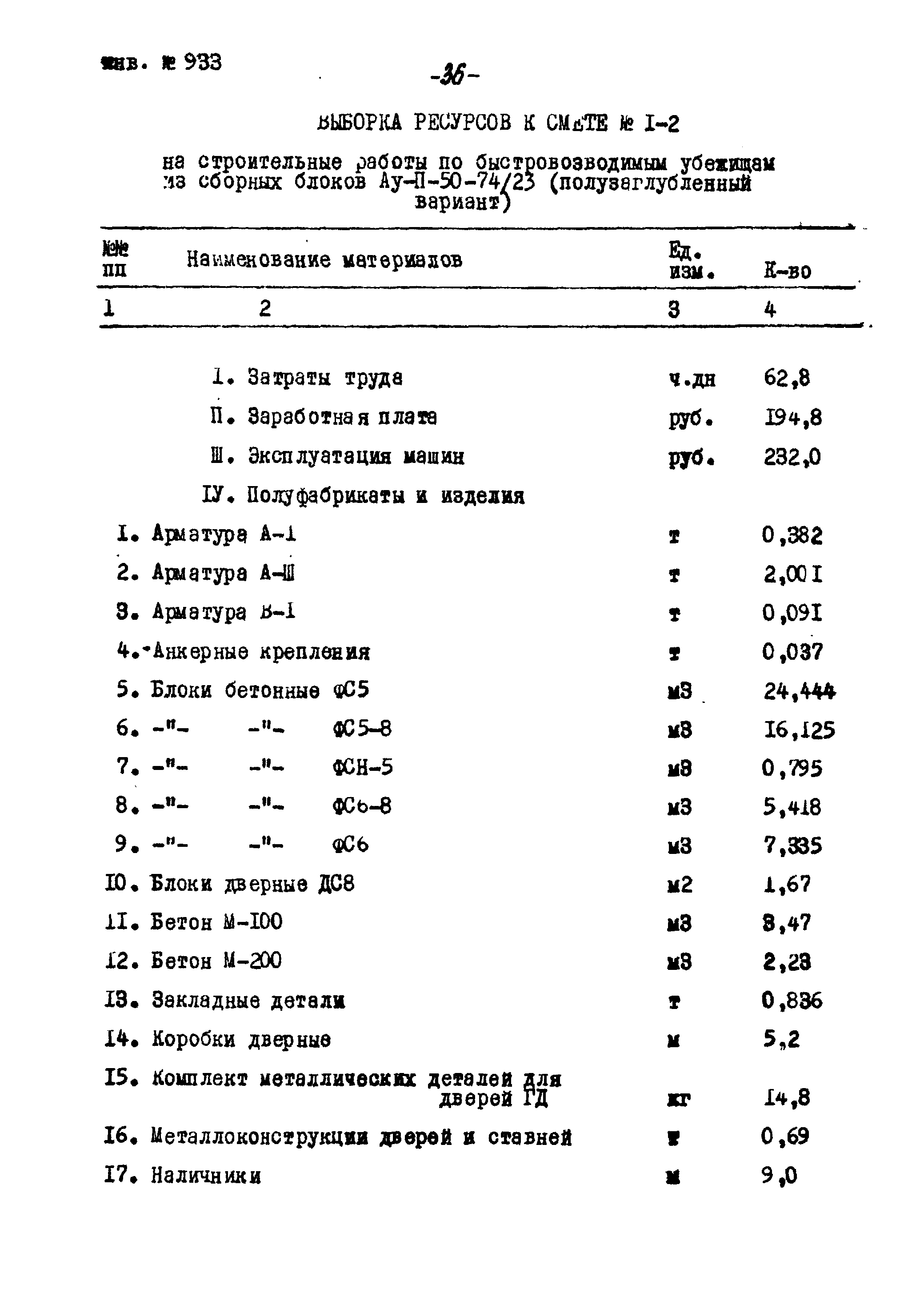 Типовой проект Ау-II,III,IV-50-74/23