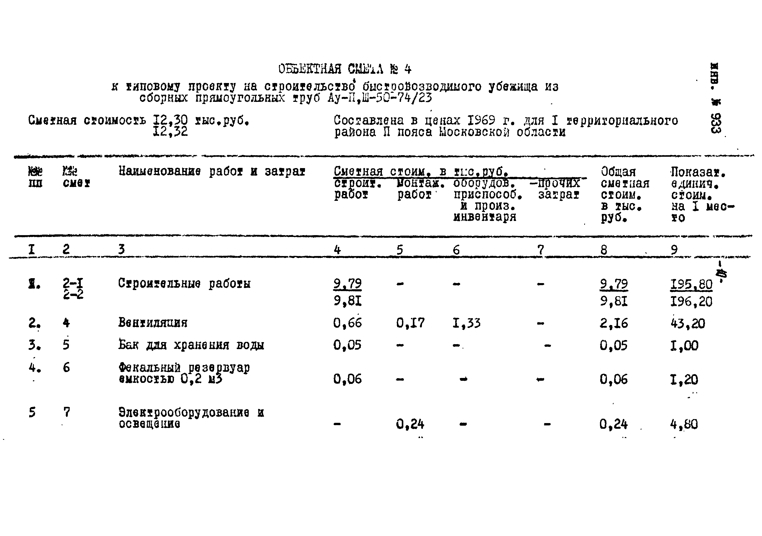 Типовой проект Ау-II,III,IV-50-74/23