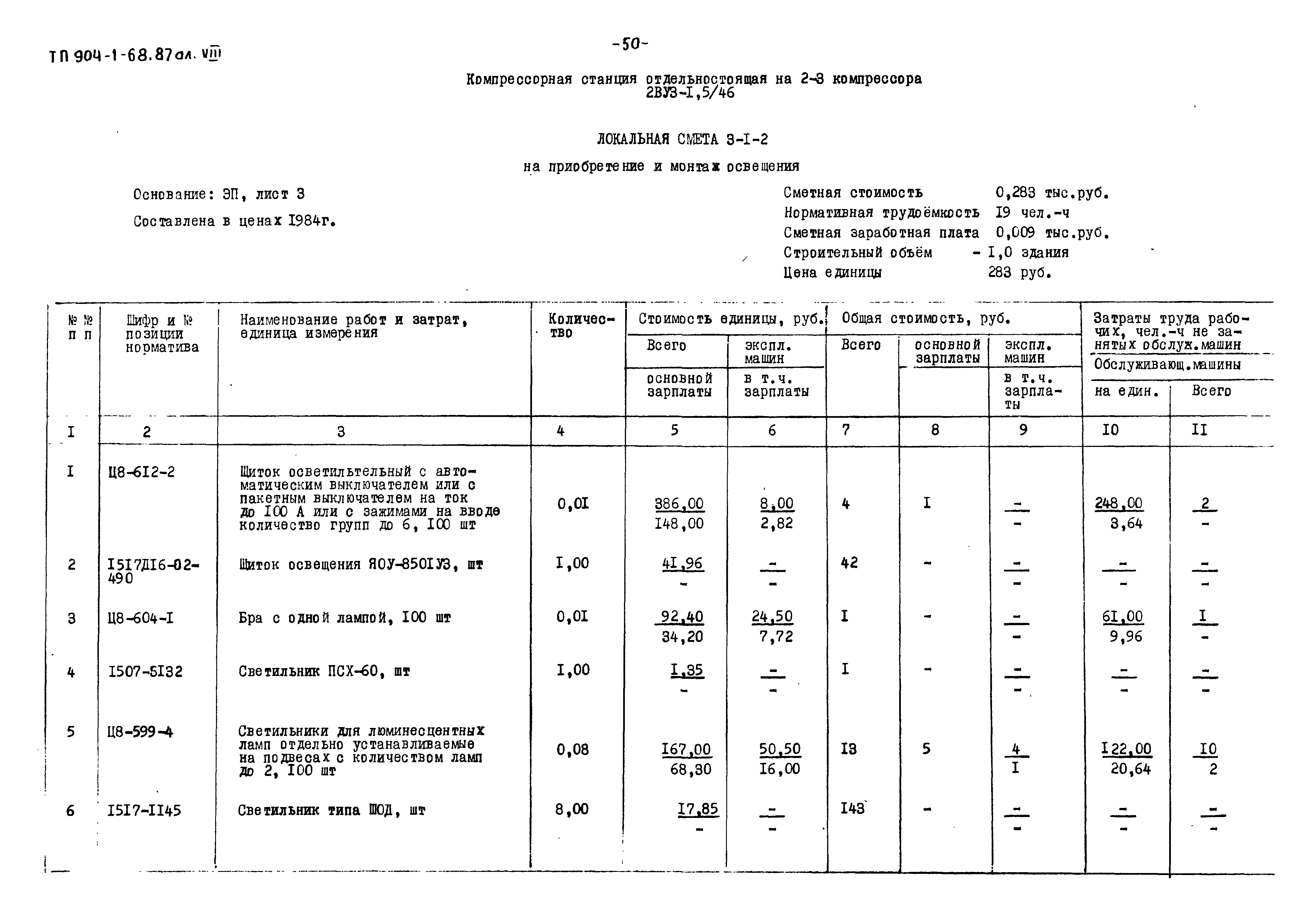 Демонтаж столба освещения смета