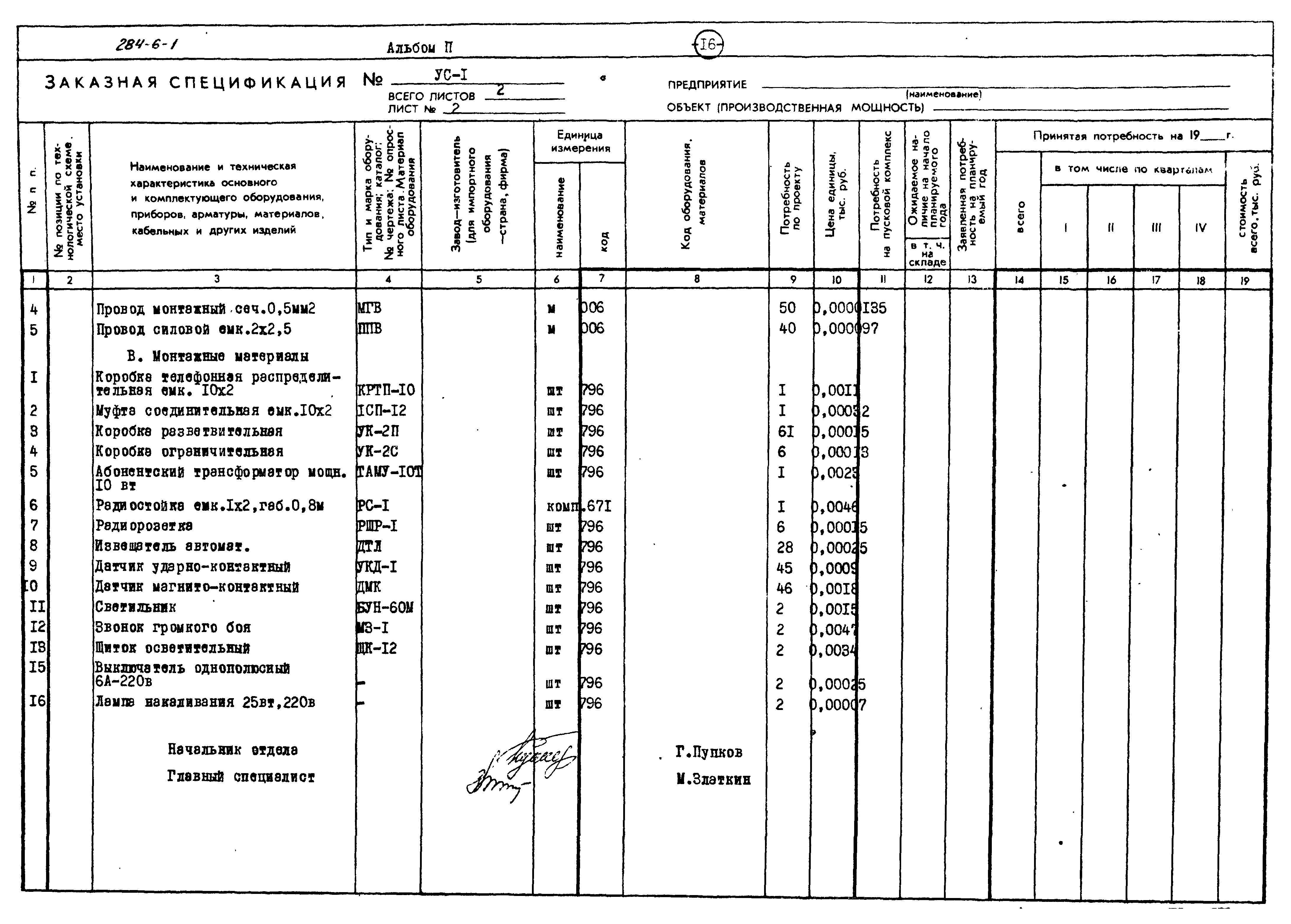 Типовой проект 284-6-1