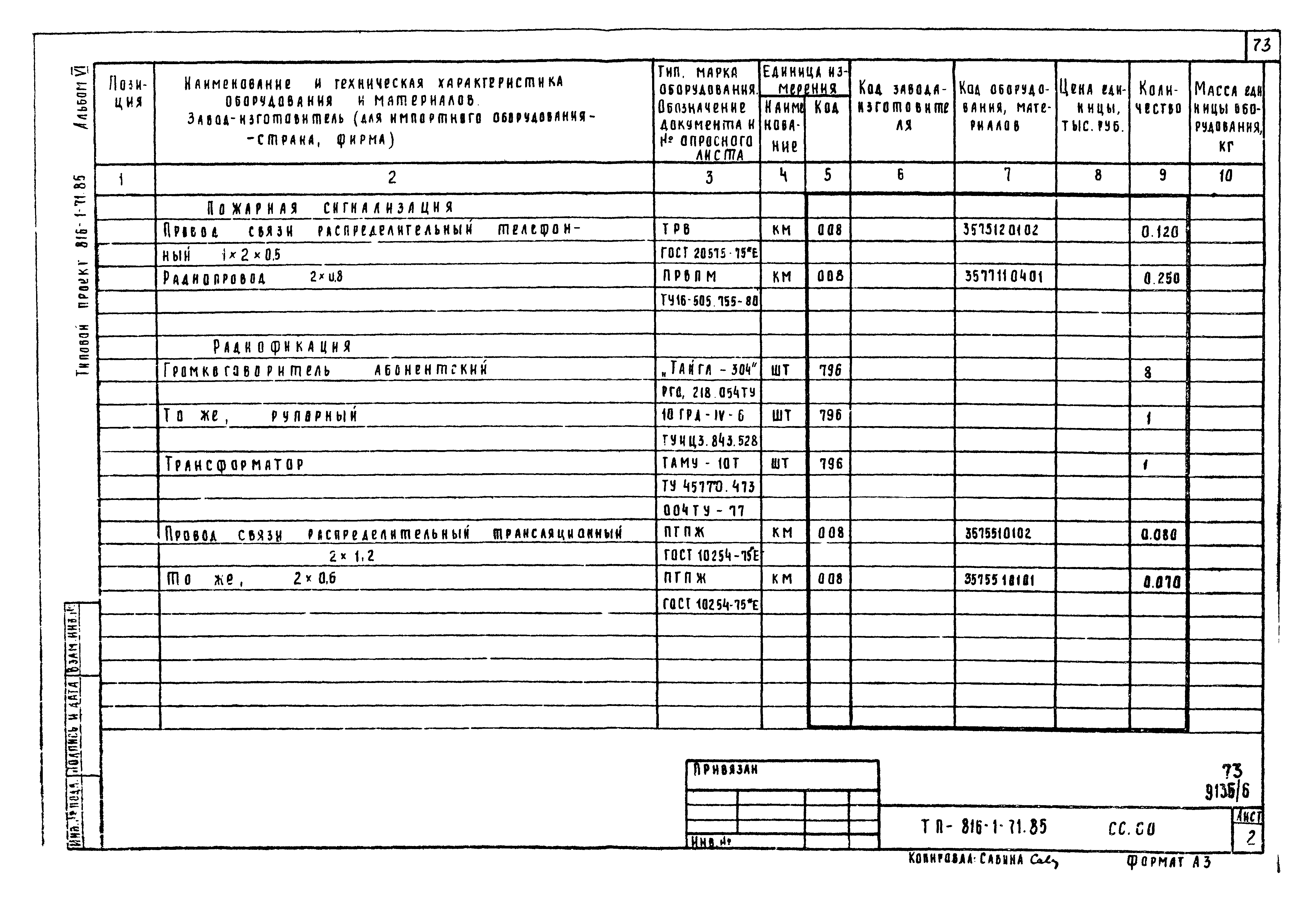 Типовой проект 816-1-71.85