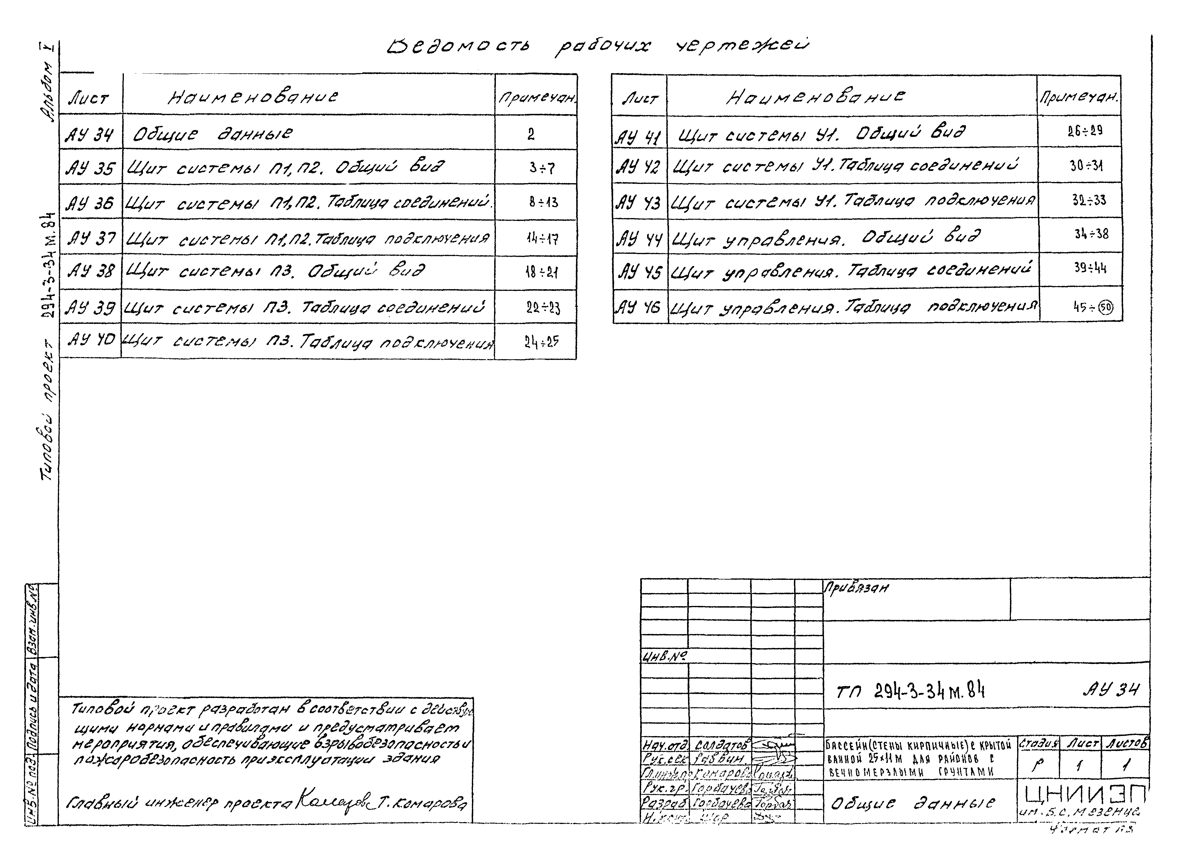 Типовой проект 294-3-34м.84